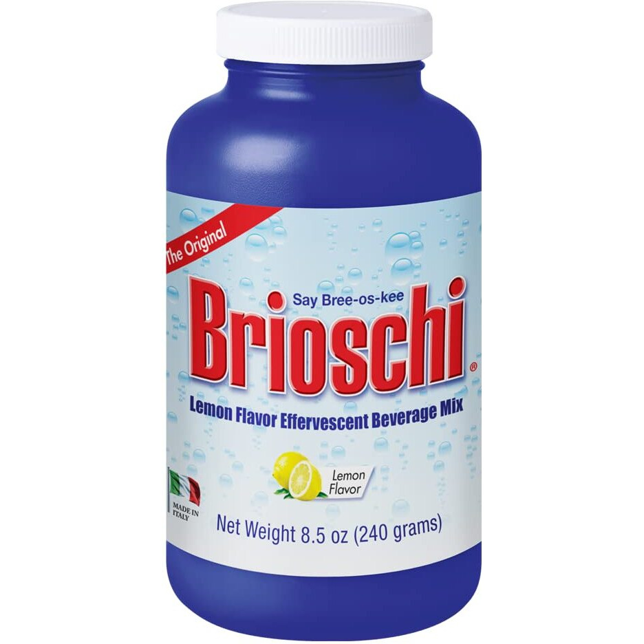 Brioschi Italian Lemon Flavored Effervescent Heartburn, Upset Stomach, Acid Indigestion, 8.5 Oz Bottle
