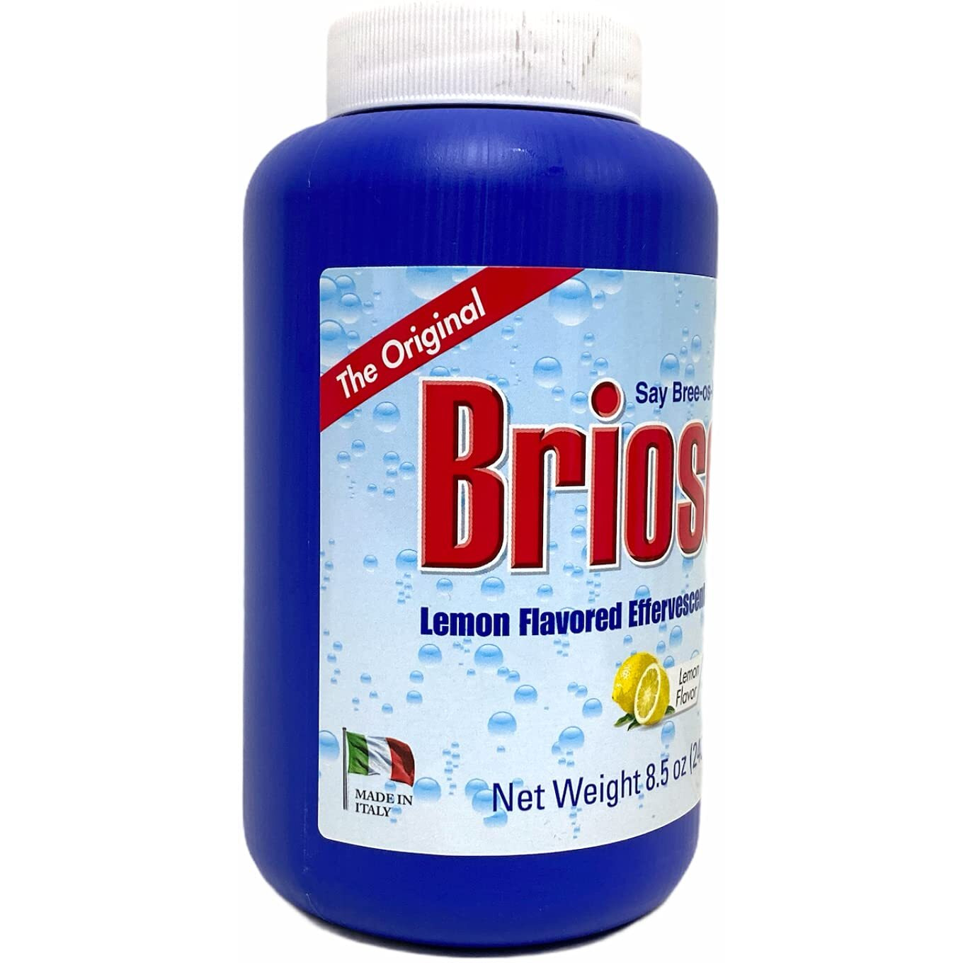 Brioschi Italian Lemon Flavored Effervescent Heartburn, Upset Stomach, Acid Indigestion, 8.5 Oz Bottle