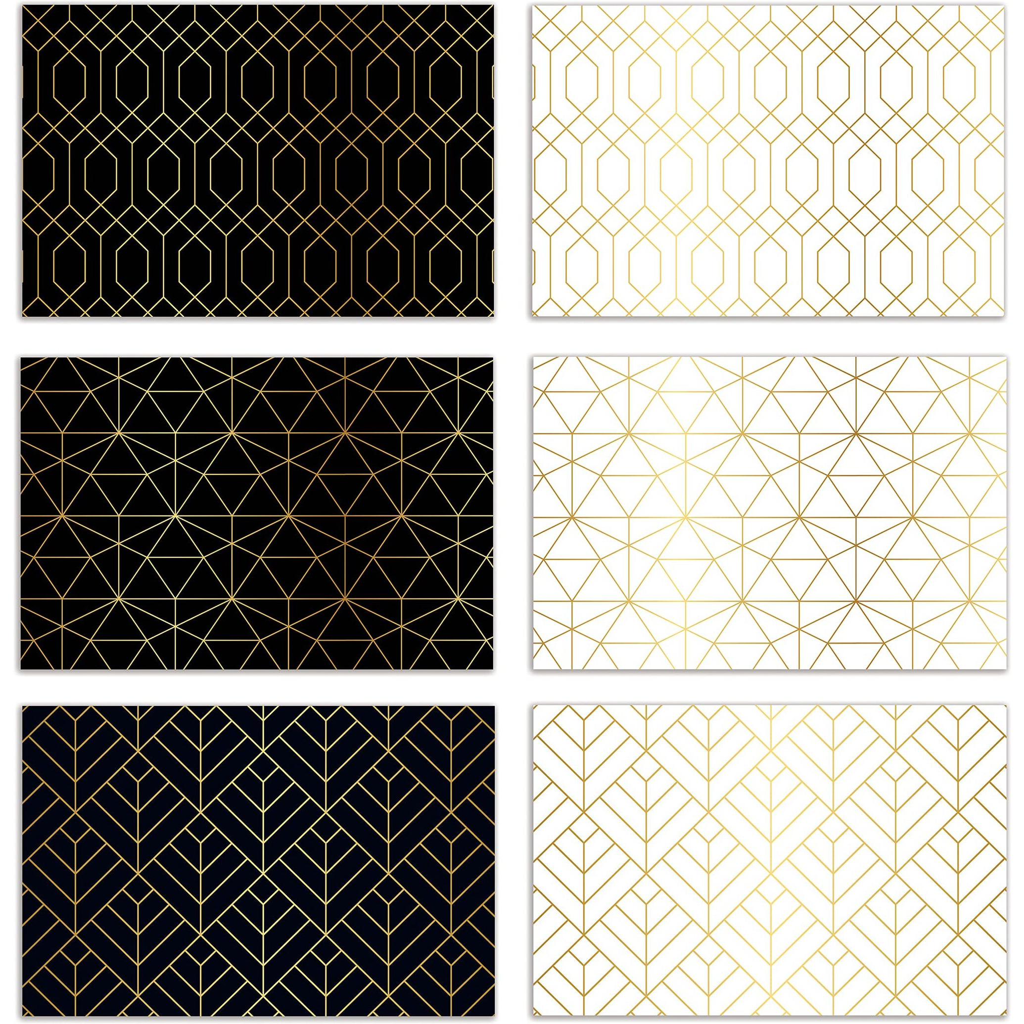 Better Office Products 100-Pack All Occasion Greeting Cards, Assorted Blank Note Cards, 4 X 6 Inch, 6 Elegant Gold Foil Geometric Designs, Blank Inside, With Envelopes, 100 Pack