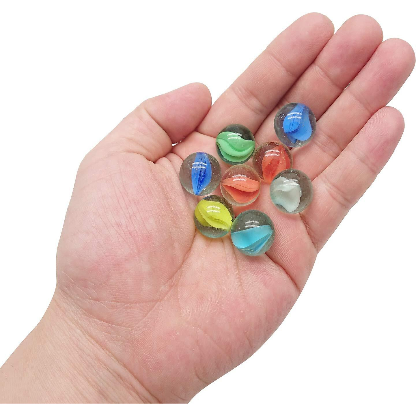 Manshu 60 Pieces Glass Marbles For Marble Games, 0.63 Inch, 6 Colors.
