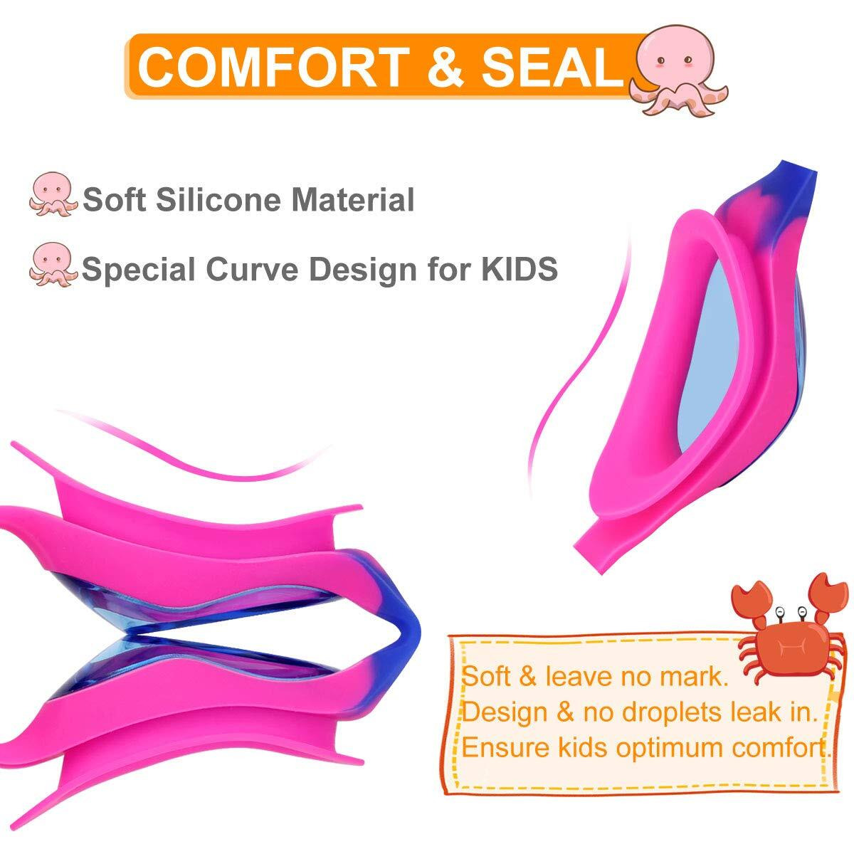 Careula Kids Swim Goggles, Swimming Goggles For Boys Girls Kid Toddlers Age 2-10