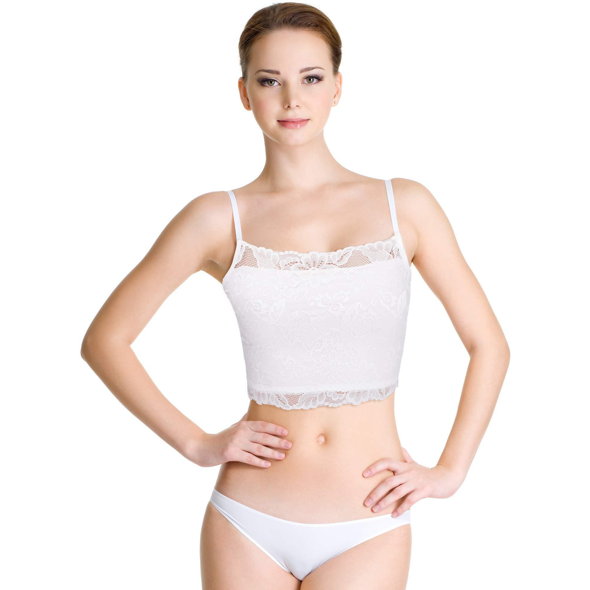 New 4 Pieces Women's Lace Cami Stretch Lace Half Cami Breathable Lace Bralette Top For Women Girls (Black, White, Beige, Grey, X-Large)