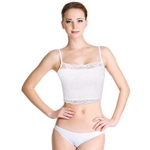 New 4 Pieces Women's Lace Cami Stretch Lace Half Cami Breathable Lace Bralette Top For Women Girls (Black, White, Medium)