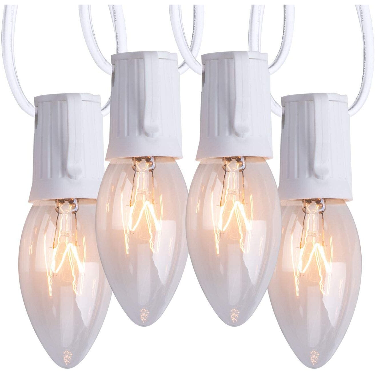 C9 Christmas String Lights Outdoor 50Ft Vintage Christmas Tree Lights For Indoor Outdoor Roofline Patio Room Holiday Party Backyard Xmas Decoration, White Wire, 50+2 Bulbs