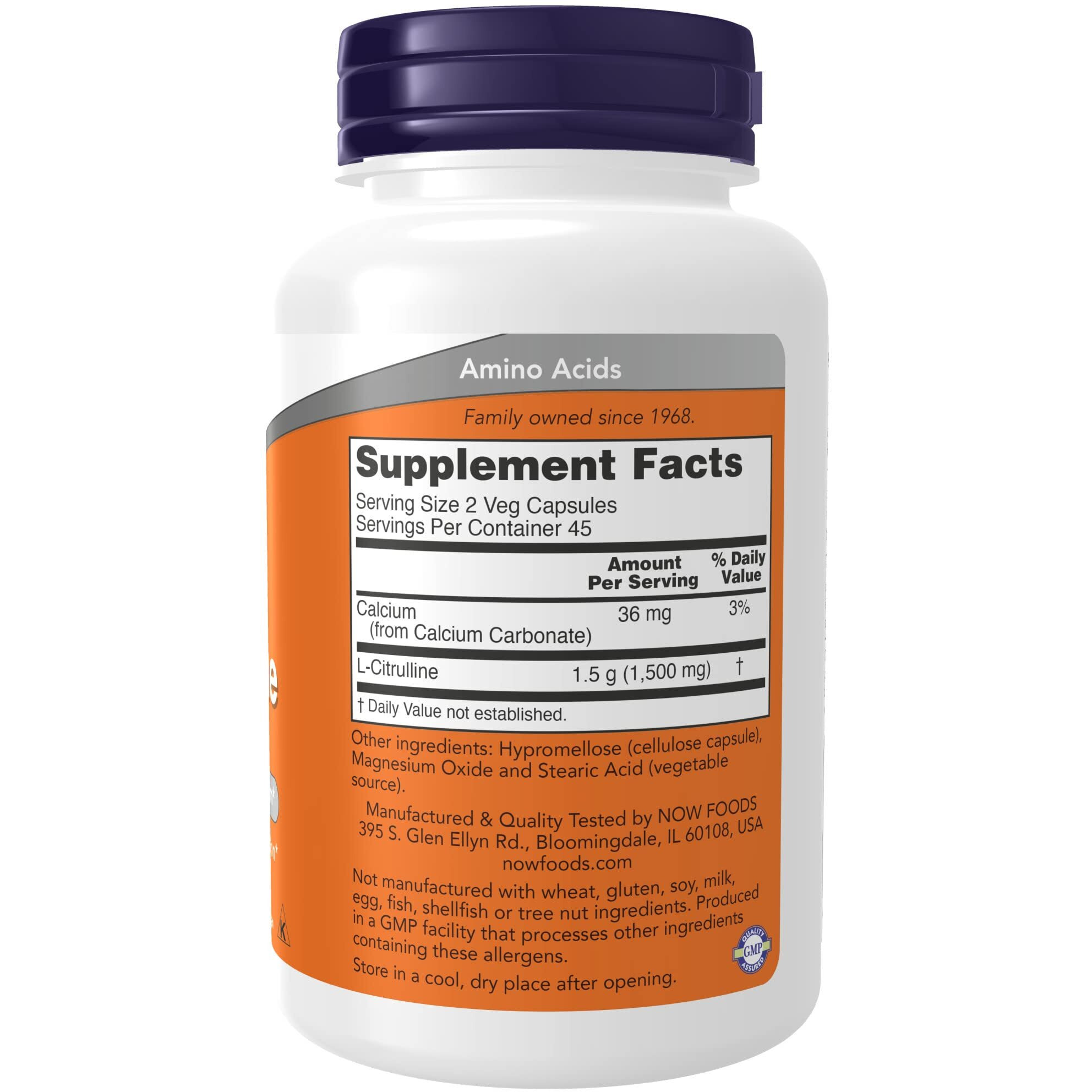 Now Supplements, L-Citrulline 750 Mg, Supports Protein Metabolism*, Amino Acid, 90 Veg Capsules