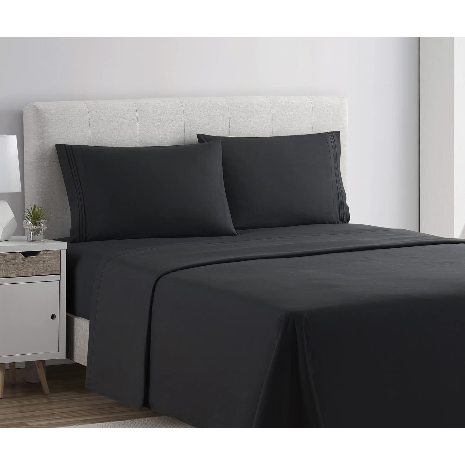 Clara Clark Full Sheets Set, Deep Pocket Bed Sheets For Full Size Bed - 4 Piece Full Size Sheets, Extra Soft Bedding Sheets  Pillowcases, Black Sheets Full
