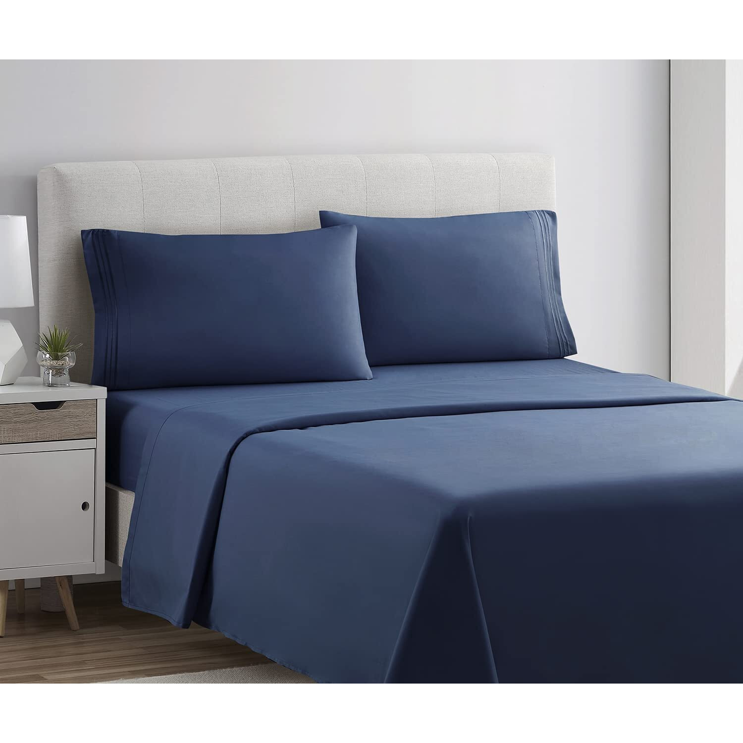 Clara Clark Full Sheets Set, Deep Pocket Bed Sheets For Full Size Bed - 4 Piece Full Size Sheets, Extra Soft Bedding Sheets  Pillowcases, Navy Blue Sheets Full