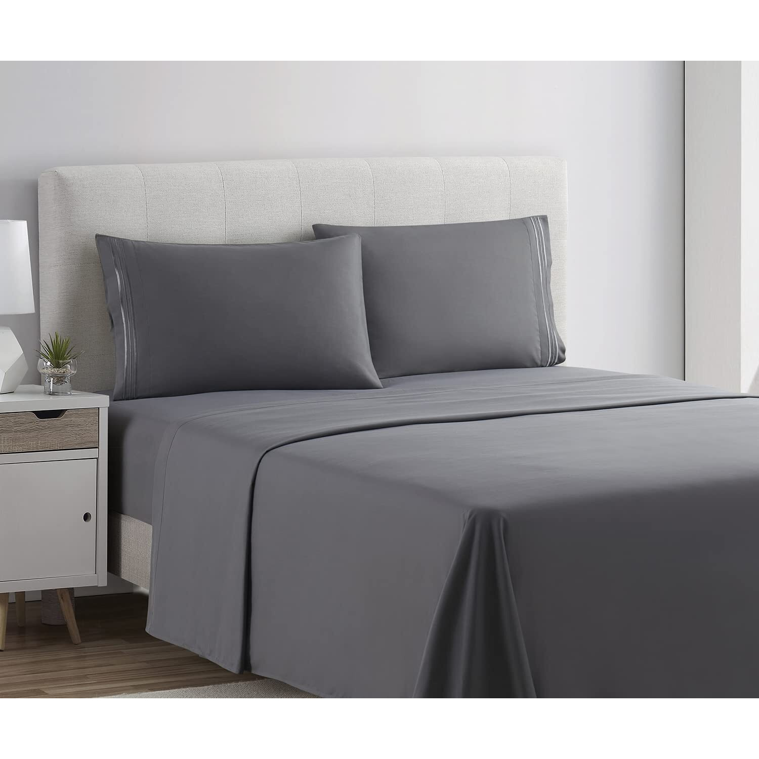 Clara Clark King Sheets Set, Deep Pocket Bed Sheets For King Size Bed - 4 Piece King Size Sheets, Extra Soft Bedding Sheets  Pillowcases, Charcoal Gray Sheets King