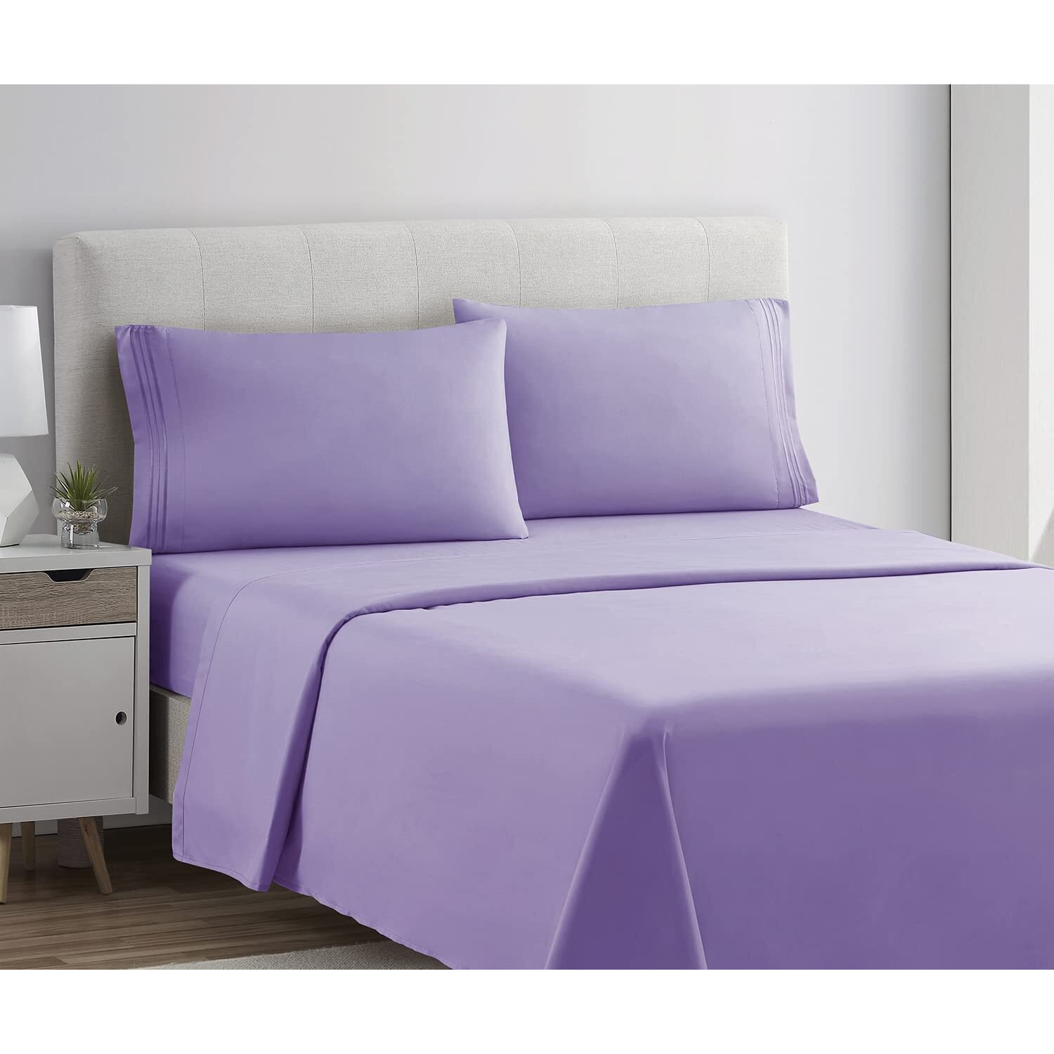 Clara Clark King Sheets Set, Deep Pocket Bed Sheets For King Size Bed - 4 Piece King Size Sheets, Extra Soft Bedding Sheets  Pillowcases, Lavender Sheets King