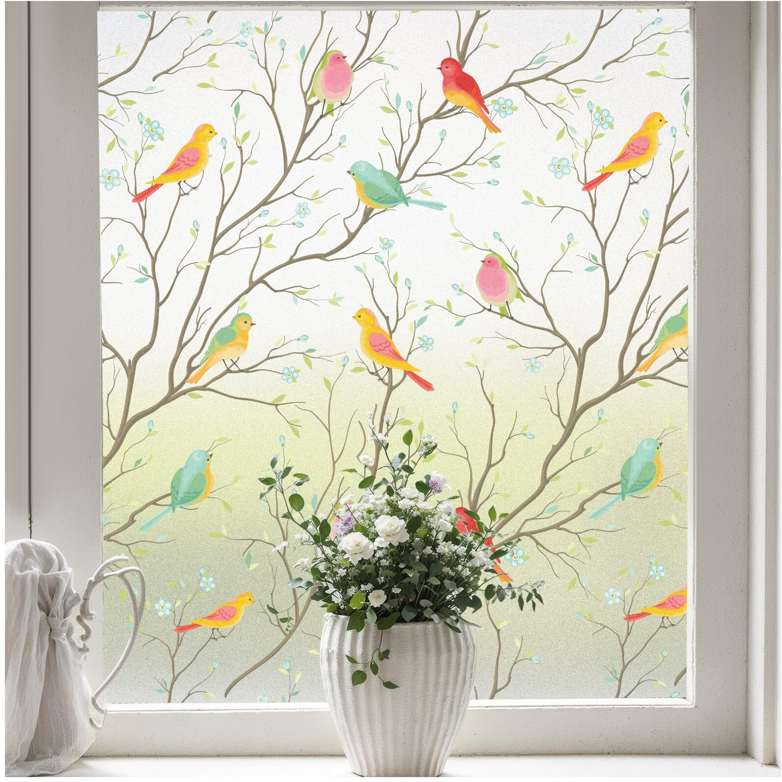 Coavas Stained Glass Window Film, Decorative Frosted Glass Window Privacy Film, Static Cling Non-Adhesive Window Sticker For Front Door Bathroom Heat Control Anti Uv,23 X 78.7 Inch