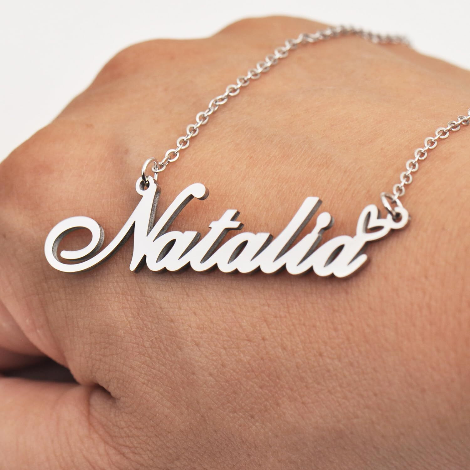 Aoloshow Stainless Steel Silver Kassidy Heart Name Necklace Charm Pendant Jewelry For Mom Best Friends