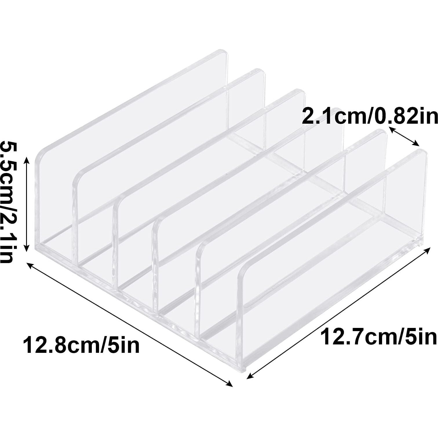 Halyuhn Acrylic Desk Organizer For Sorting Mail, Business Card 2 Pack, 5 Slot Mail Organizer Countertop, Clear Bill Money Divider For Cash Envelope, Acrylic Cell Phone Divider Holder For Charging