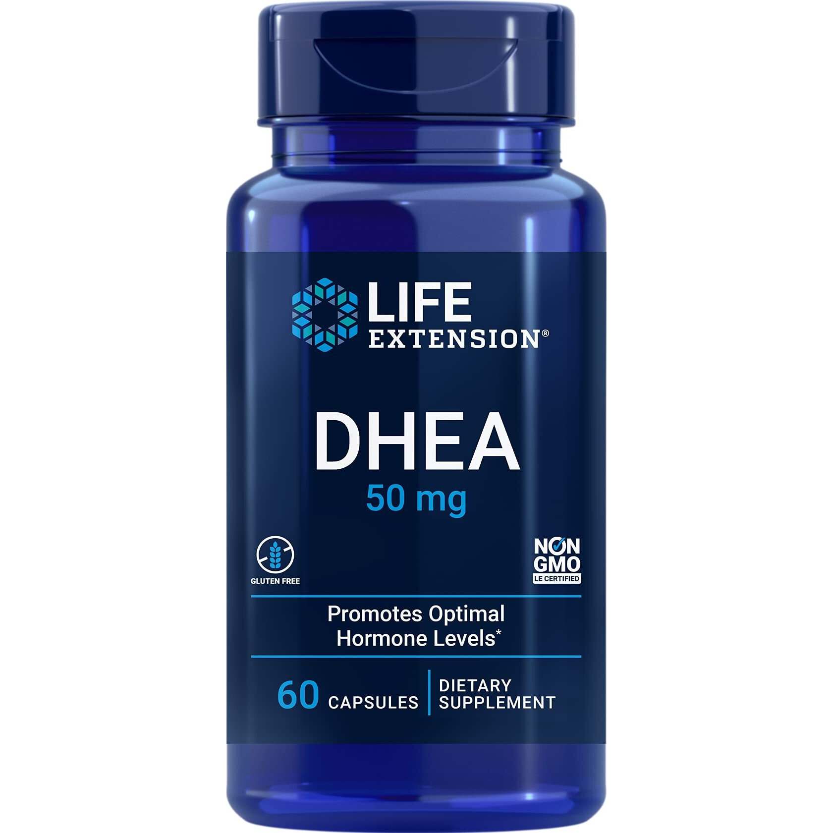 Life Extension Dhea - For Hormone Balance, Immune Support, Anti-Aging, Cardio, Circulatory & Bone And Sexual Health - Dehydroepiandrosterone For Memory Support - Non-Gmo - 60 Capsules
