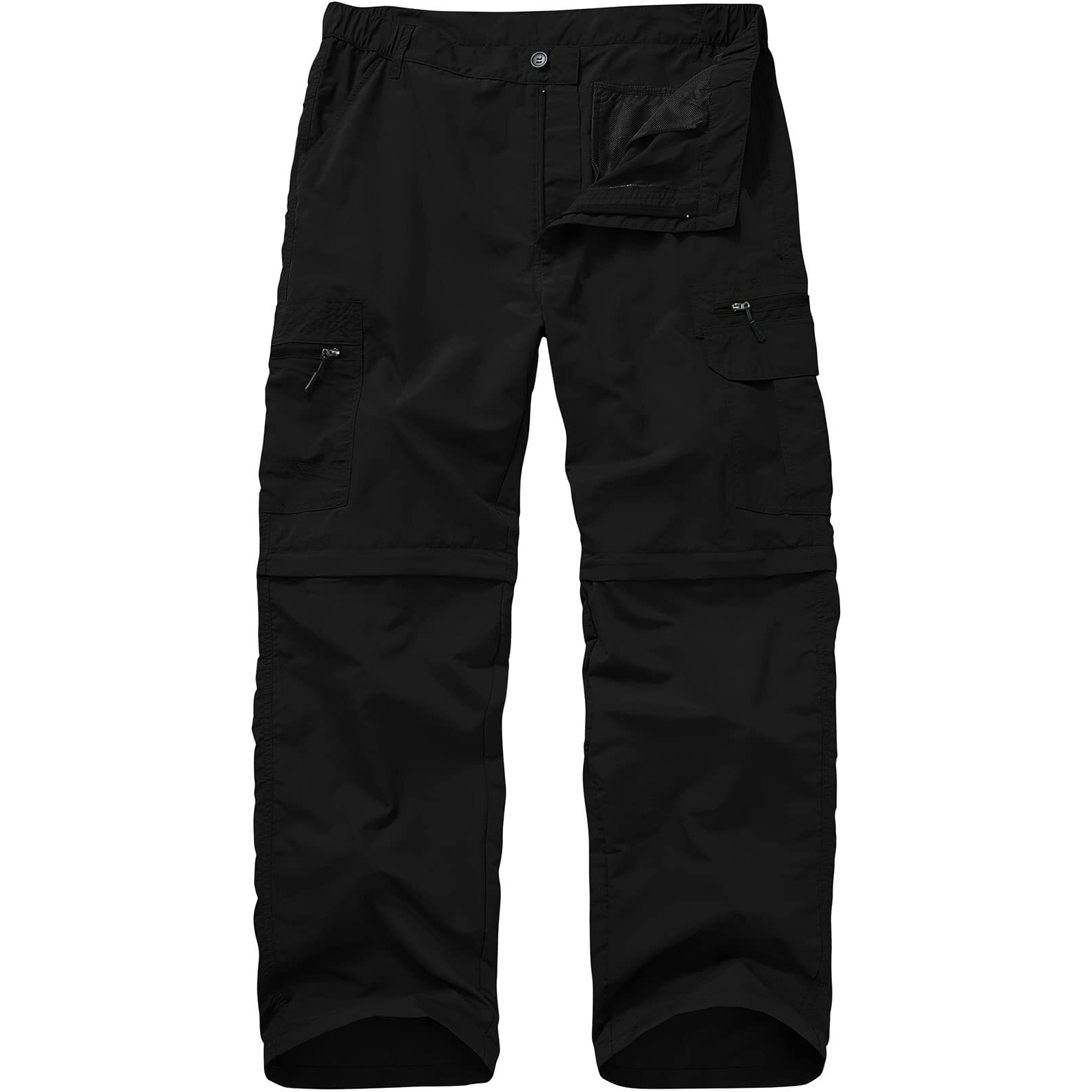 Mens Hiking Pants Convertible Boy Scout Zip Off Shorts Lightweight Quick Dry Breathable Fishing Safari Pants,6101,Black,34