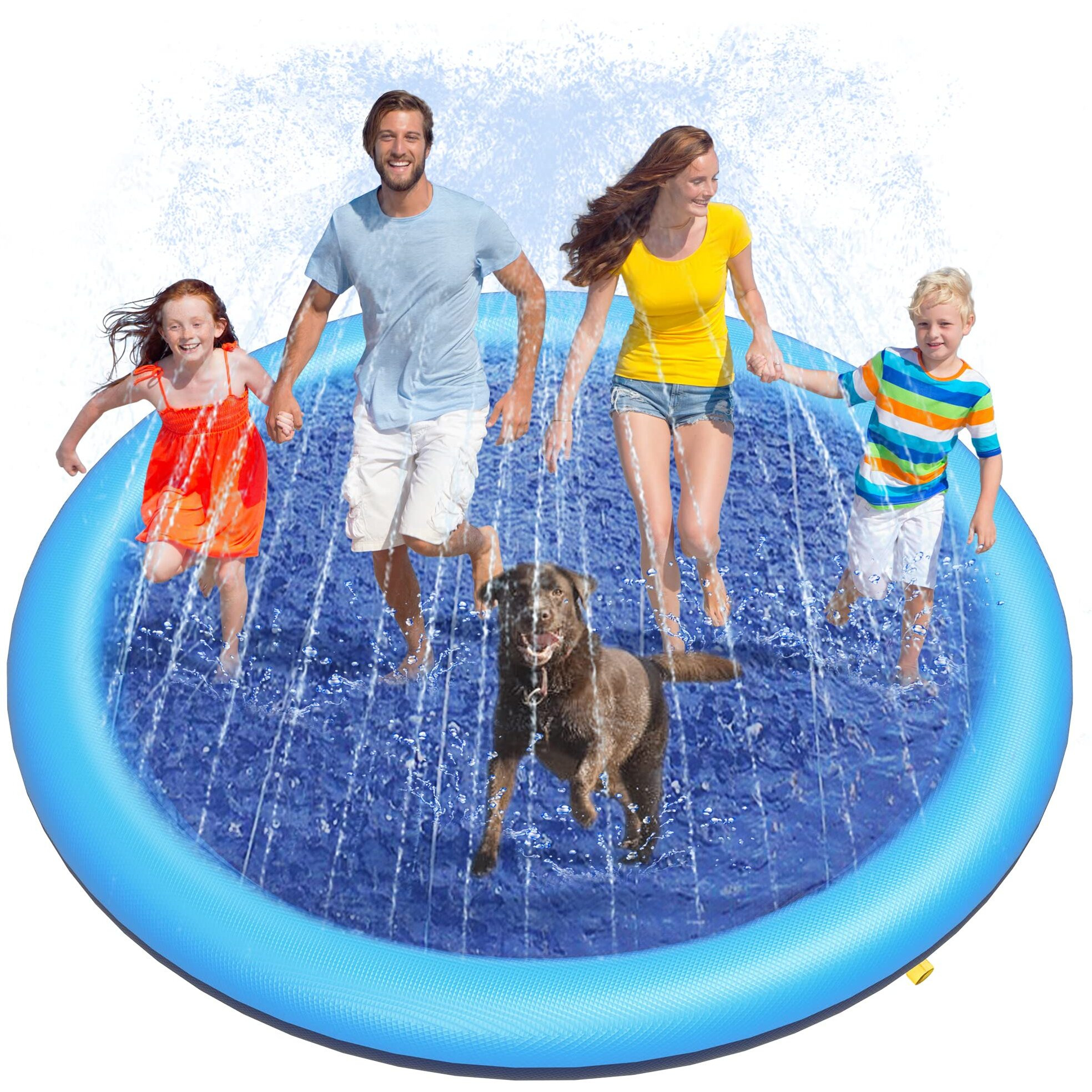 Peteast Anti-Slip Splash Pad For Kids And Dogs - 86In 0.58Mm Thicken Sprinkler Dog Pool For Summer Outdoor Water Toys - Fun Backyard Play Mat For Children And Pets