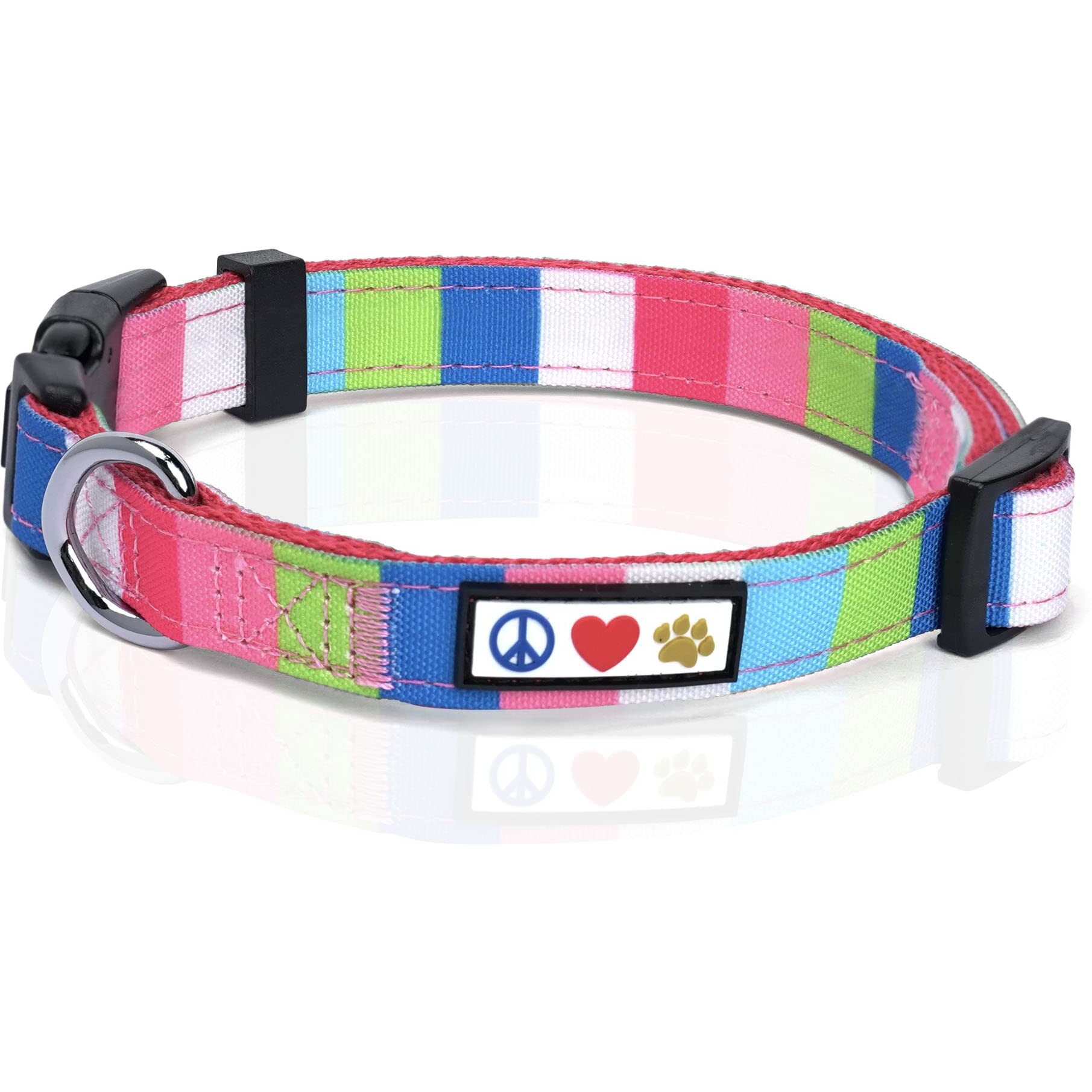Pawtitas Multicolor Dog Collar Puppy Collar Pet Collar Multicolor Dog Collar Large Dog Collar White / Teal / Green / Pink Dog Collar
