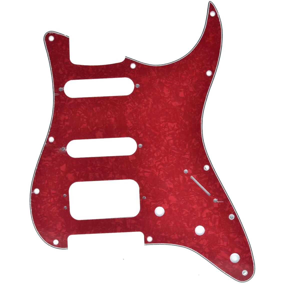 Dopro 11-Hole Strat Hss Guitar Pickguard 3-Screw Humbucking Pickup Mount Fits American Fender Stratocaster Red Pearl