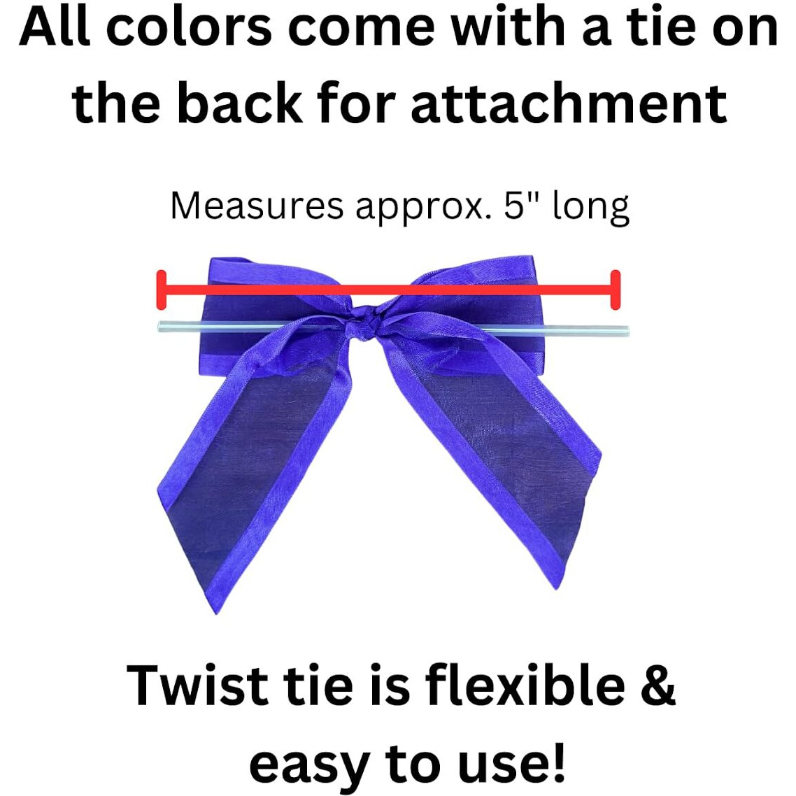 Pre-Tied Purple Satin Bows - 4 1/2 "" Wide, Set Of 12, Wired Craft Ribbon, Christmas, Gift Bows, Gift Basket, Wedding Embellishments, Birthday, Mardi Gras, Easter