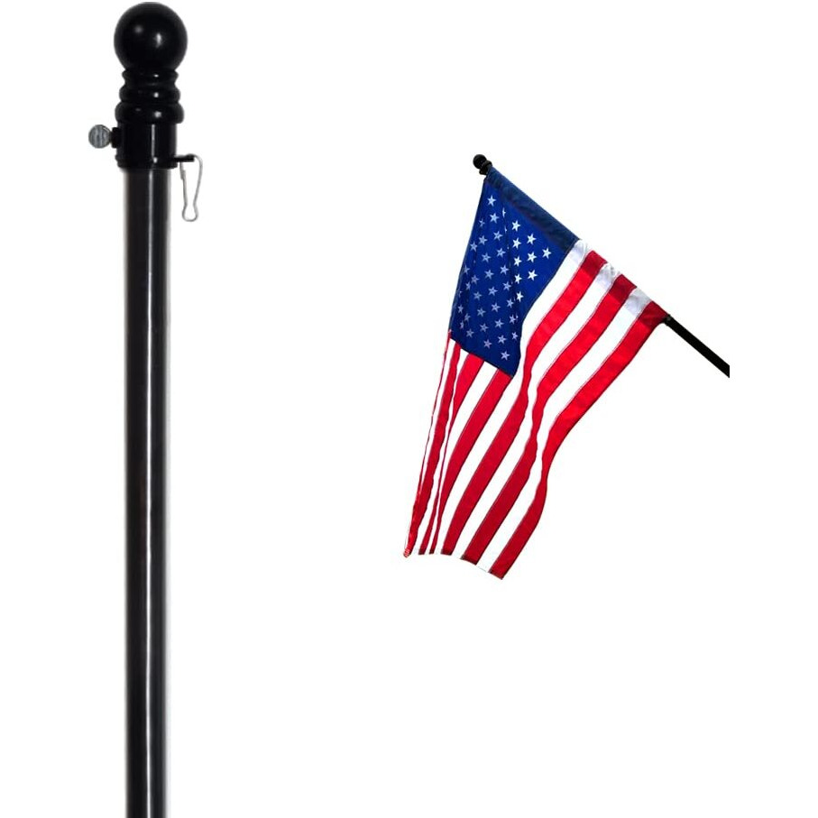 Anley 56 "" Pine Wooden House Flagpole - For Sleeve House Flags (28 "" X 40 "") - Wood Flag Pole With Tangle Free Design, Rotating Rings And Anti-Wrap Tube (Black)