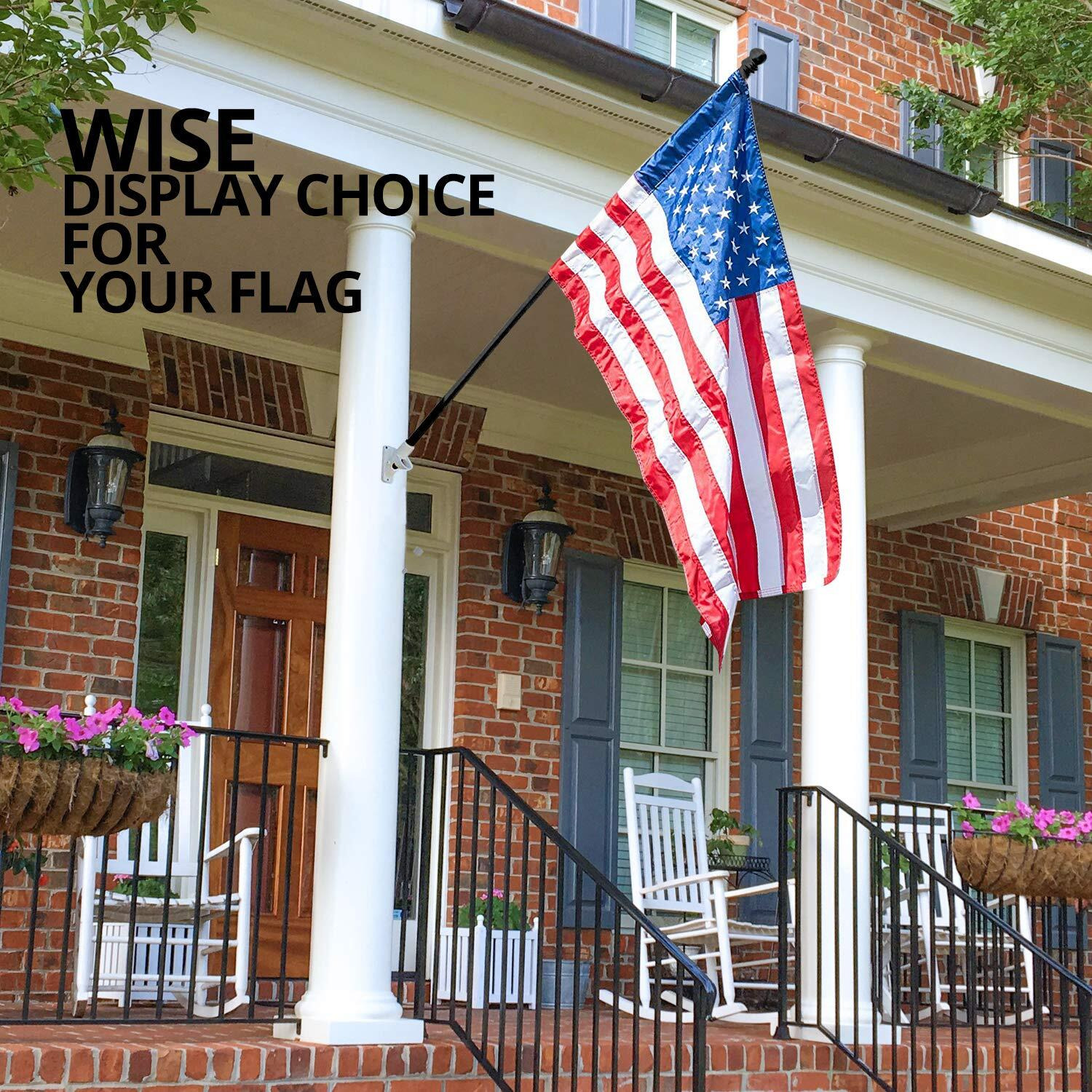 Anley 56 "" Pine Wooden House Flagpole - For Sleeve House Flags (28 "" X 40 "") - Wood Flag Pole With Tangle Free Design, Rotating Rings And Anti-Wrap Tube (Black)