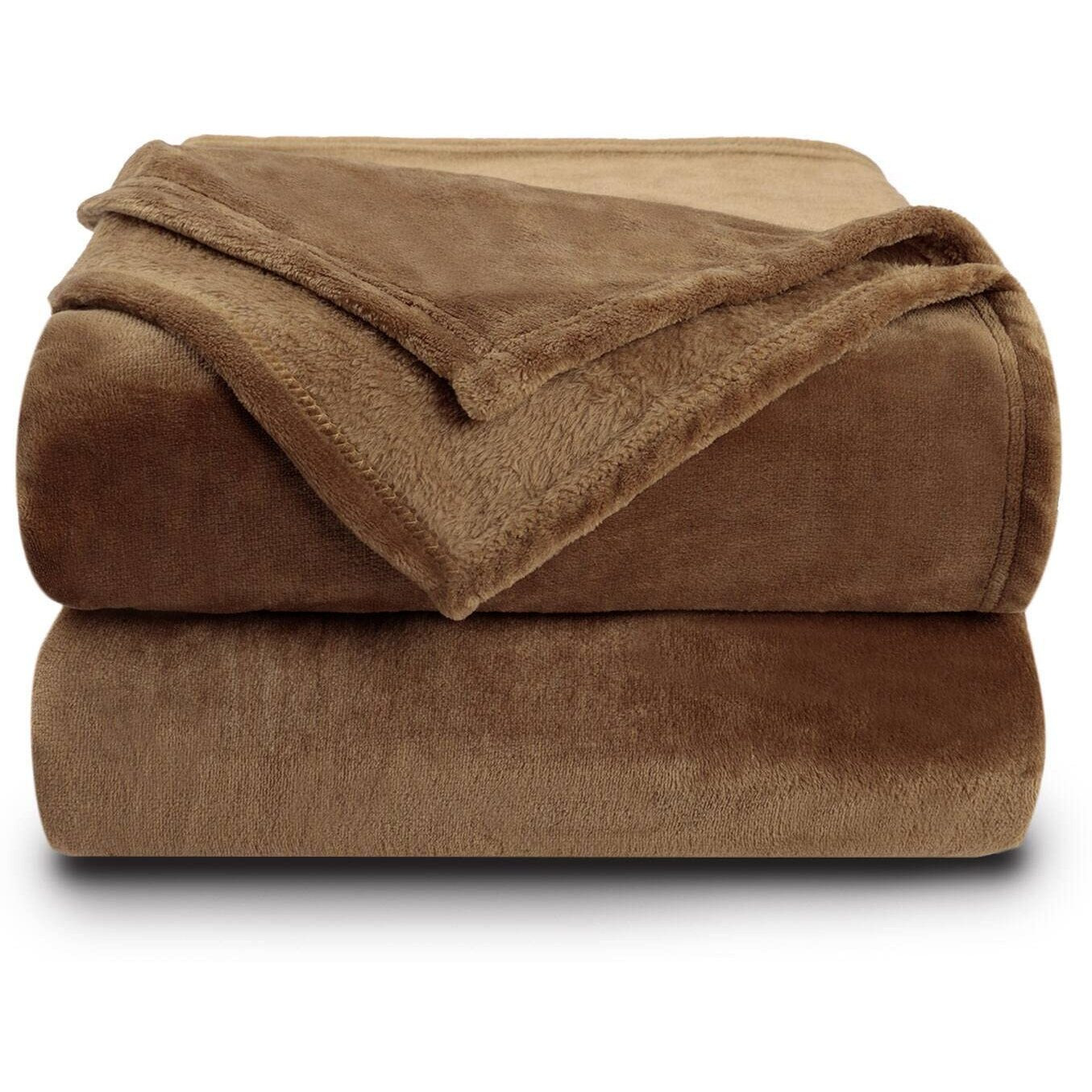 Nanpiper Fleece Blankets Super Soft Flannel Queen Size Blanket For Bed Luxury Cozy Microfiber Plush Fuzzy Blanket,Coffee Brown