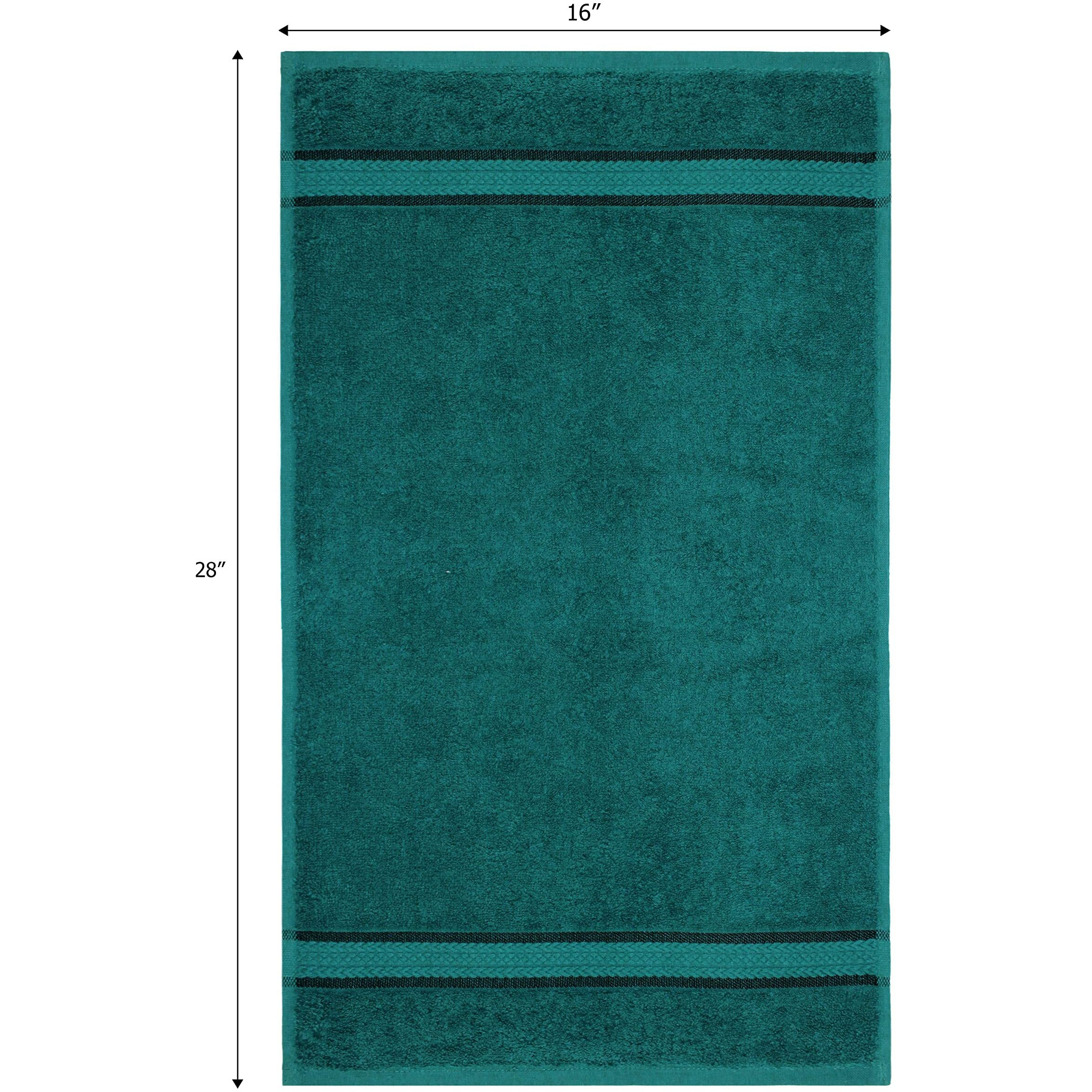 Cotton Craft Ultra Soft 6 Pack Hand Towels 16X28 Teal Weighs 6 Ounces Each - 100% Pure Ringspun Cotton - Luxurious Rayon Trim - Ideal For Everyday Use - Easy Care Machine Wash