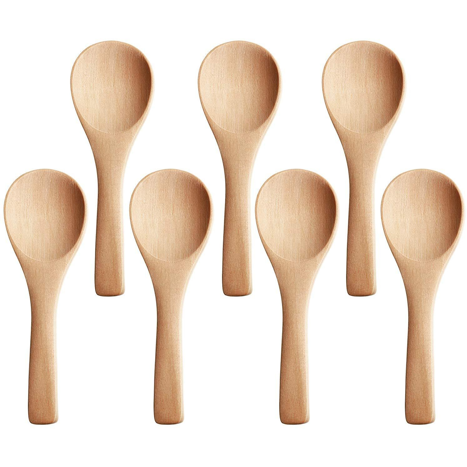 30 Pieces Small Wooden Spoons Mini Nature For Jars Mini Tasting Condiments Salt Spoons For Kitchen Cooking Seasoning Oil Coffee Tea Sugar(Natural Color)