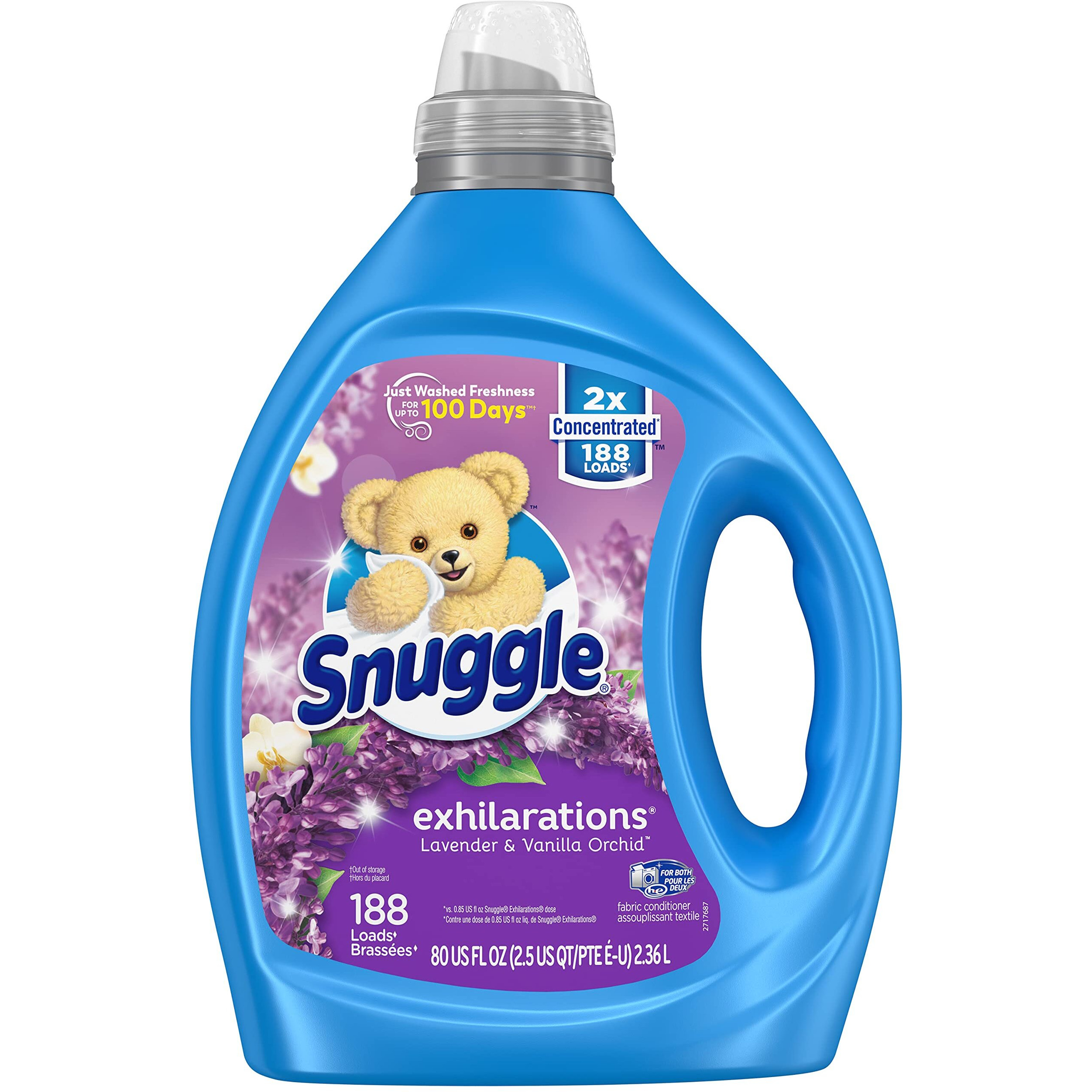 Snuggle Exhilarations Liquid Fabric Softener, Lavender And Vanilla Orchid, 2X Concentrated, 188 Loads