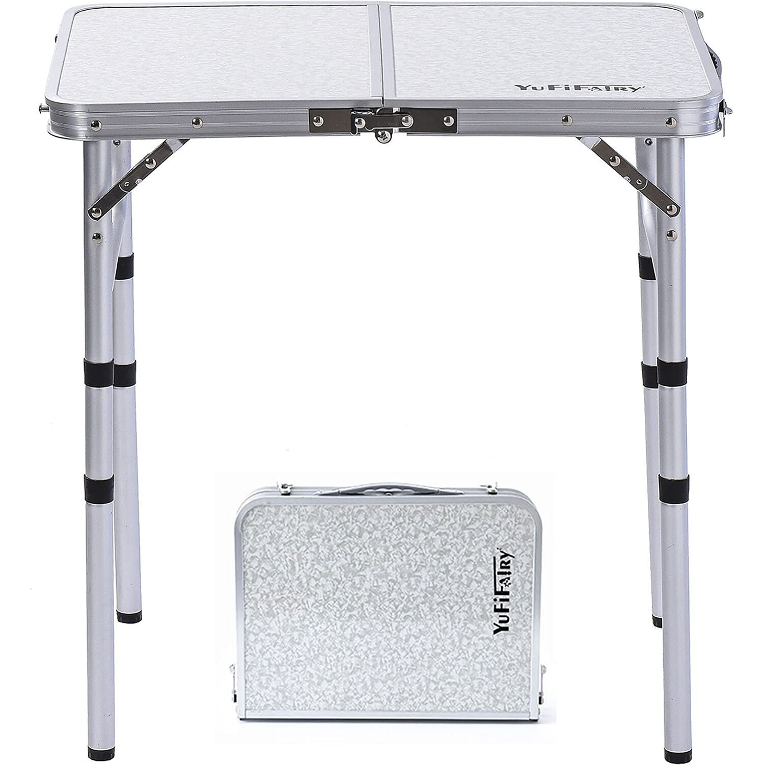 Yufifairy Small Folding Table Portable, 24''L X16''W Foldable Camp Table With 3 Adjustable Height, Indoor Outdoor Lightweight Aluminum Table For Outdoor Cooking Picnic, (3 Heights)