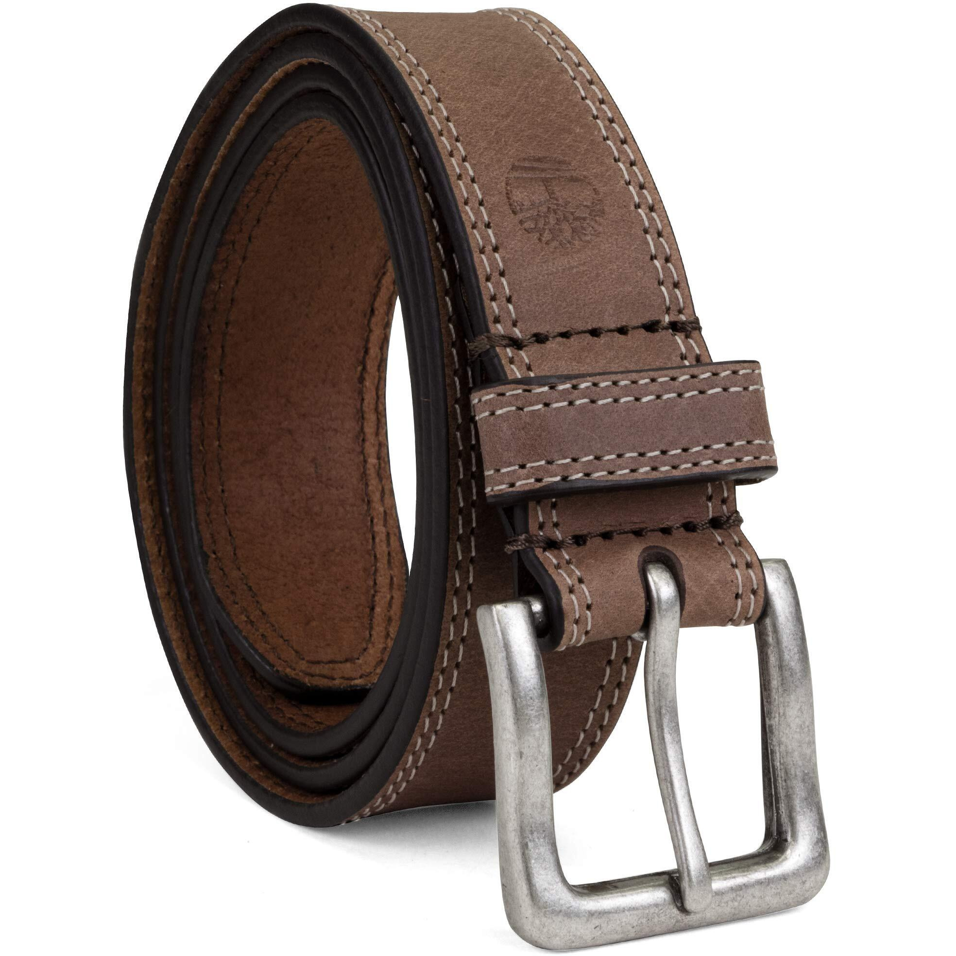 Timberland Mens Big And Tall Classic Leather Jean Belts 14 Inches Wide (Big  Tall Available), Dark Brown (Stitched), 54