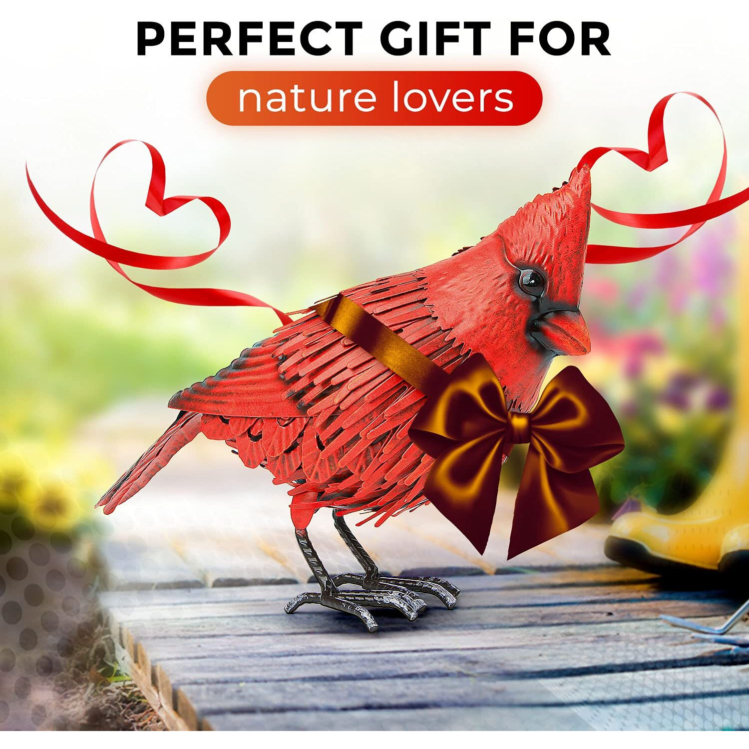 Shefio Garden Decor - Cardinal Bird Decor, Beautiful Backyard Ideas & Cardinal Gifts - These Handmade Metal Birds Are Perfect Outdoor Decor, Metal Yard Art For Lawn Ornament, Yard Decorations Outdoor