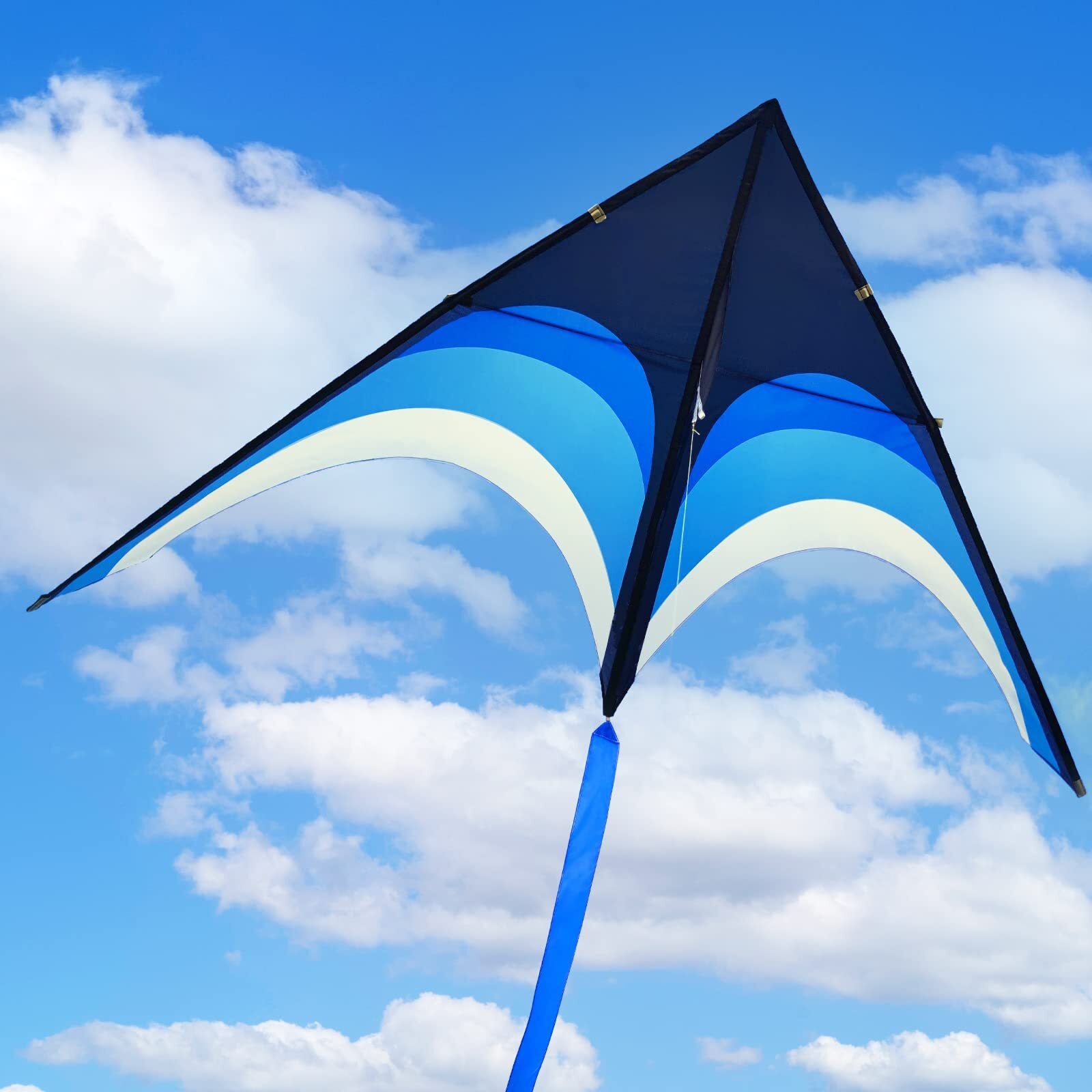 Kaiciuss Huge Delta Kite For Adults Easy To Fly, 9 Ft Giant Single Line Kite, Extra Large Beach Kite With 30M Kite Tail And 300Ft Kite Handle (Blue)
