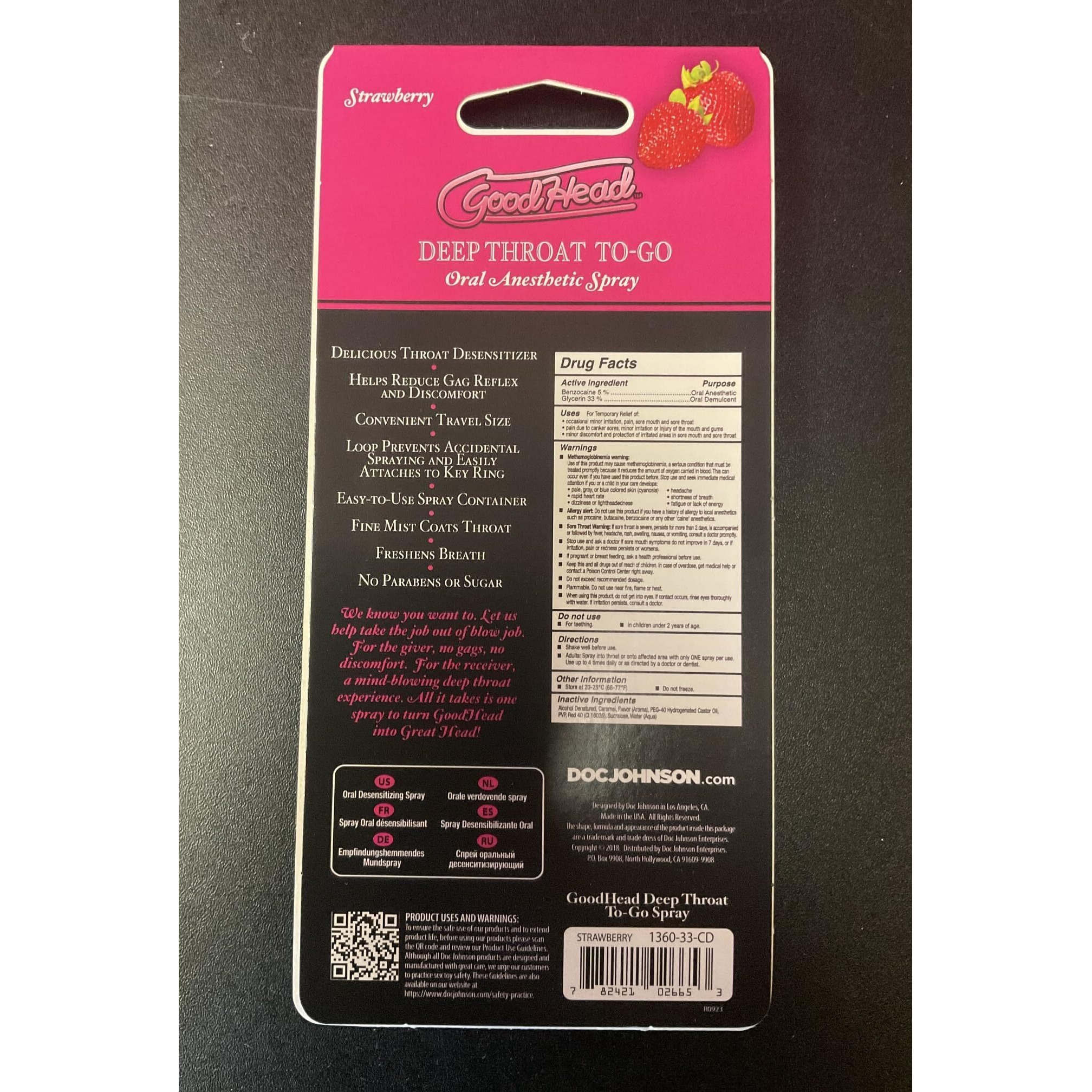 Adiva Intimates Goodhead Deep Throat Spray To Go (Strawberry)