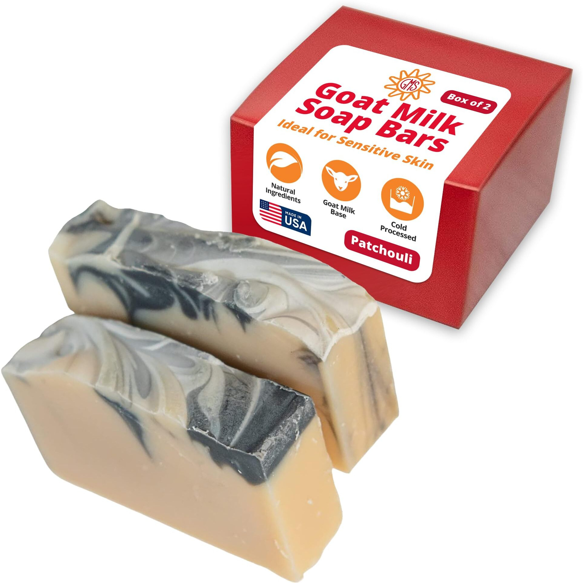 Goat Milk Stuff Patchouli Goat Milk Soap - Natural Soap Bar, Gifts For Men And Women, Gentle For Both Face And Body, Handmade Bar Soap (Box Of 2)