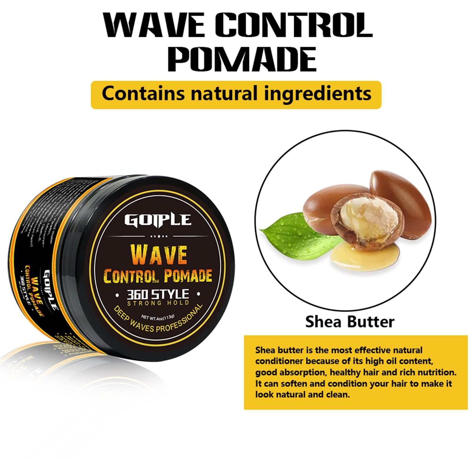 Natural Wave Pomade For Men Strong Hold, Easy Wash 360 Wave Training Hair Cream, Waves Grease For Men Promotes Layered Waves, Moisture, Control And Silky Shine (Wave Pomade+Wave Brushes*2+ Silky Durag)