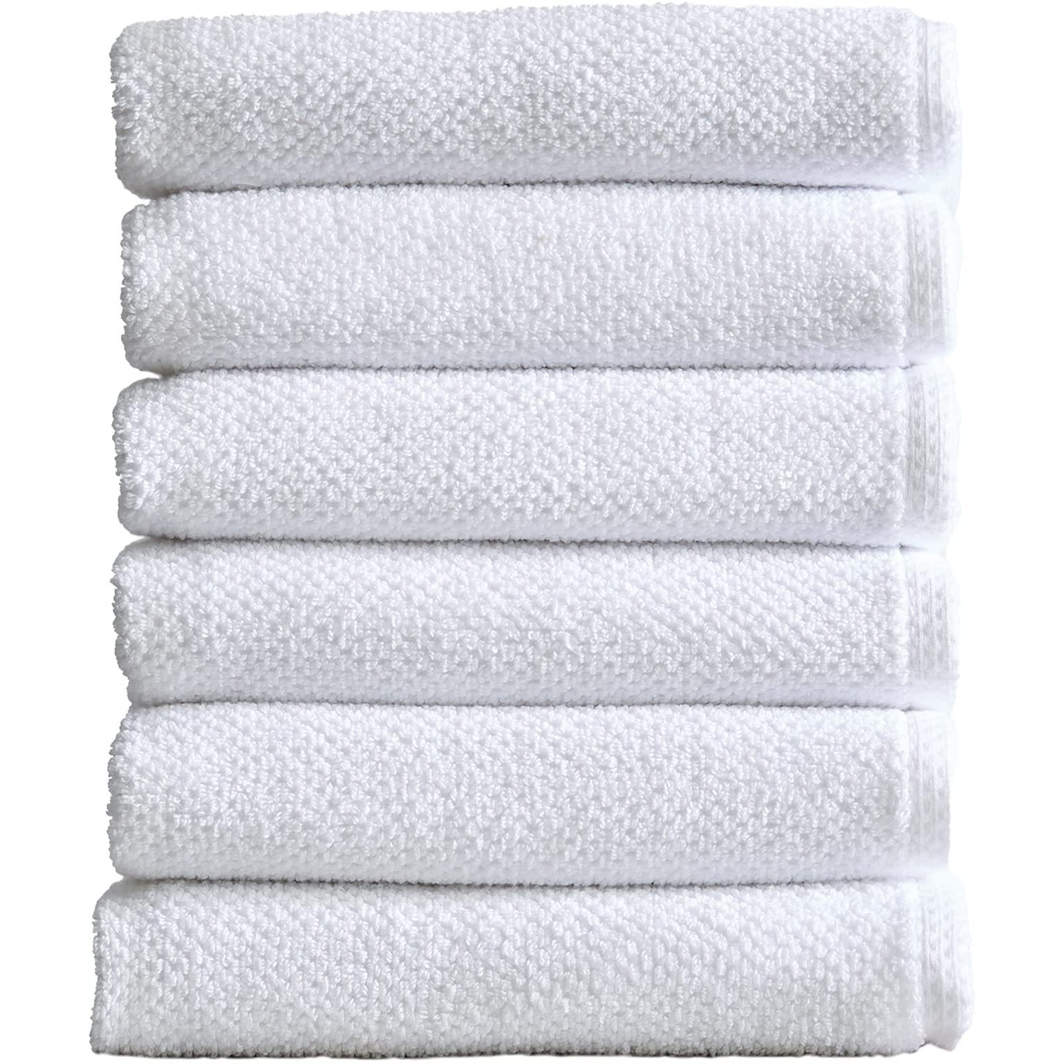 Great Bay Home 100% Cotton Hand Towel Set (16 X 28 Inches) Highly Absorbent, Textured Popcorn Weave Hand Towels. Acacia Collection (Set Of 6, Optic White)