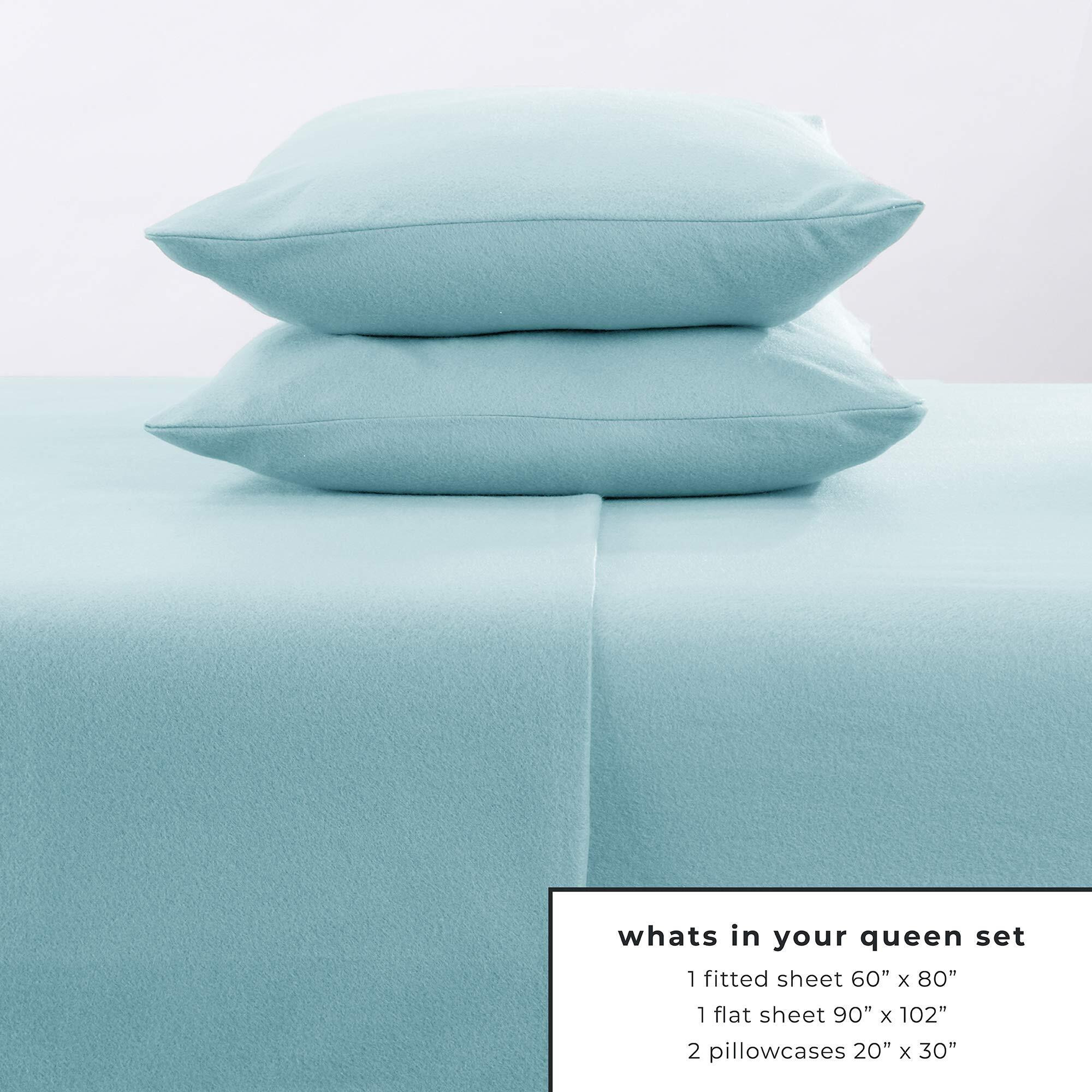 Great Bay Home Super Soft Queen Cloud Blue Micro Fleece Sheet Set | Cozy, Warm, Durable, Breathable, And Fluffy Bed Sheets | Microfleece Winter Sheets In Solid Colors | Christina Collection