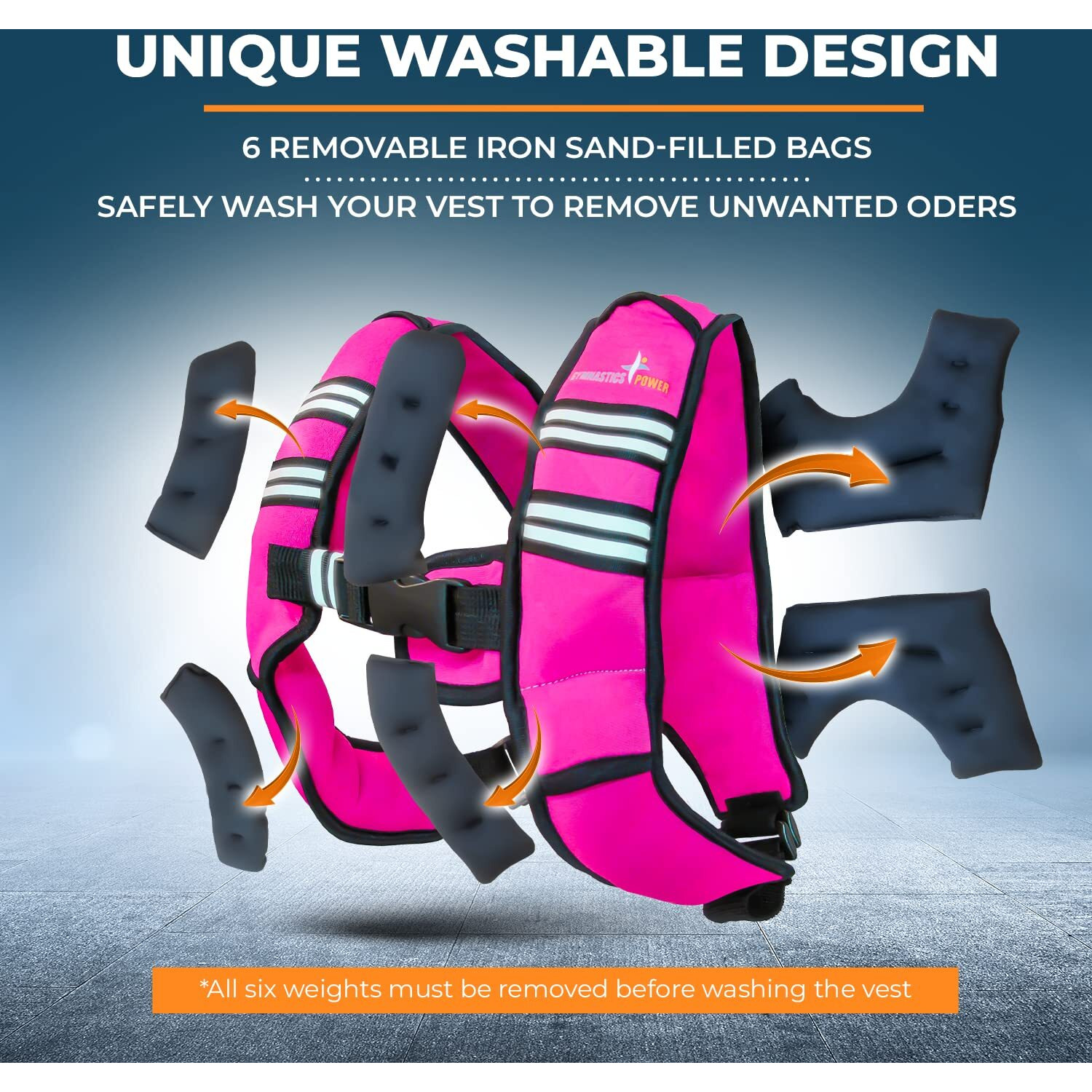 Gymnastics Power - Weighted Vest 6Lb, 10Lb, 12Lb, 25Lb, 35Lb, 45Lb Removable Iron Weights For Men And Women Workout For Calisthenics And Fitness Sport Training (6 Lb - Pink)
