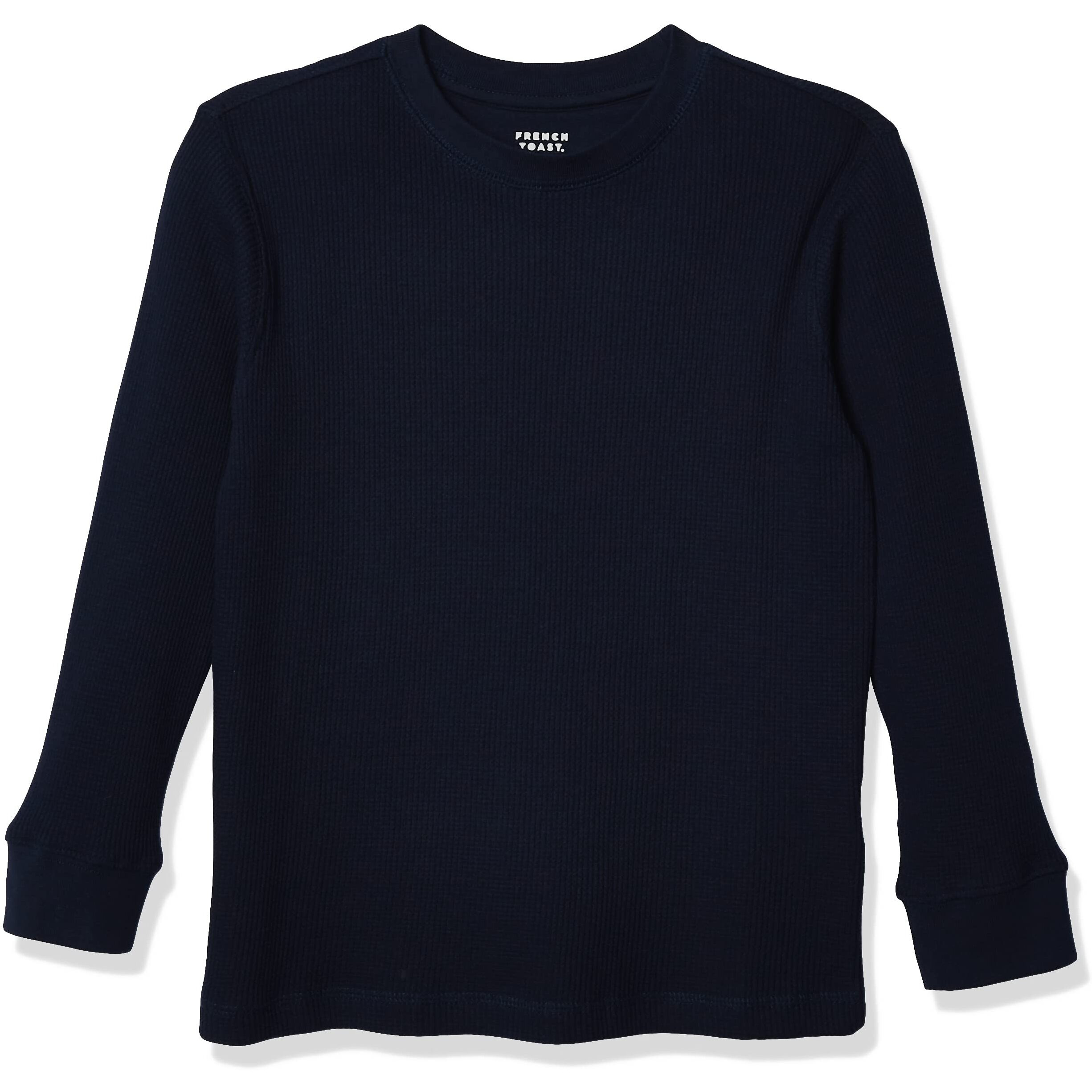 French Toast Boys Long Sleeve Thermal Waffle Tee T-Shirt Navy Blue, Large (10/12)