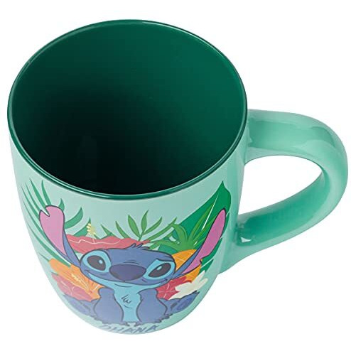 Silver Buffalo Lilo And Stitch Tropical Ohana Sitting Jumbo Curved Ceramic Mug, 25-Ounces