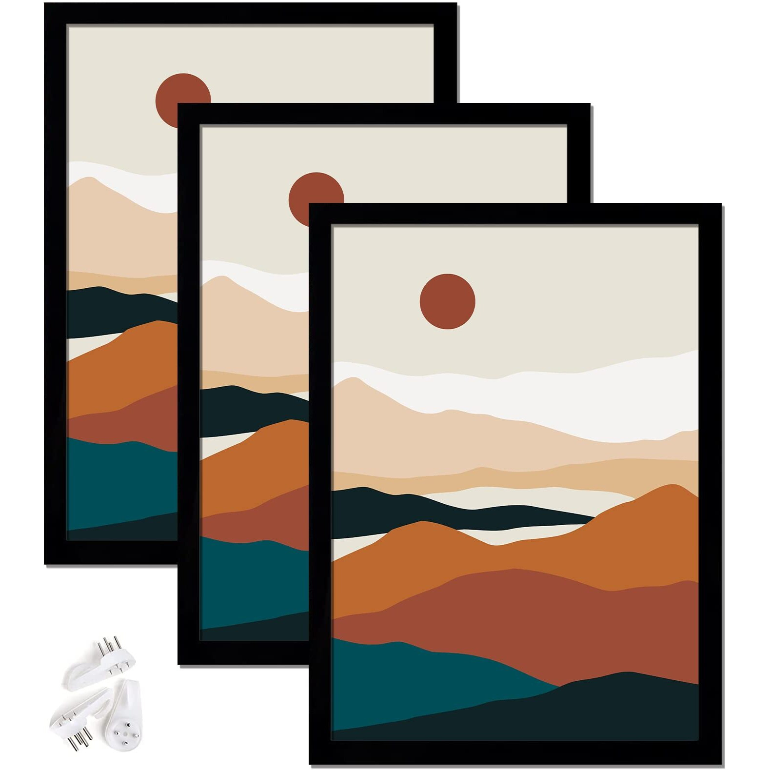 Ijuerybai 10X14 Picture Frame Set Of 3, Display Picture 10 X 14, Specific Frames For 25X35Cm Diamond Painting Canvas As Diamond Art Accessories, Wall Gallery Photo Frames - Black