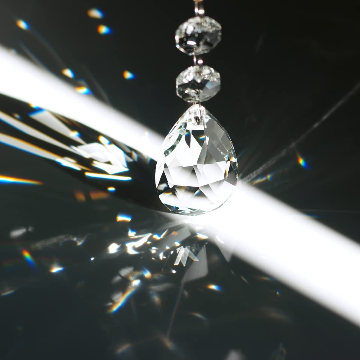 Goldenhaitai 20Pcs 38Mm Teardrop Chandelier Crystals, Clear Crystal Chandelier Prisms Pendants Parts Connected Glass Octagon Beads Hanging Garland Decoration