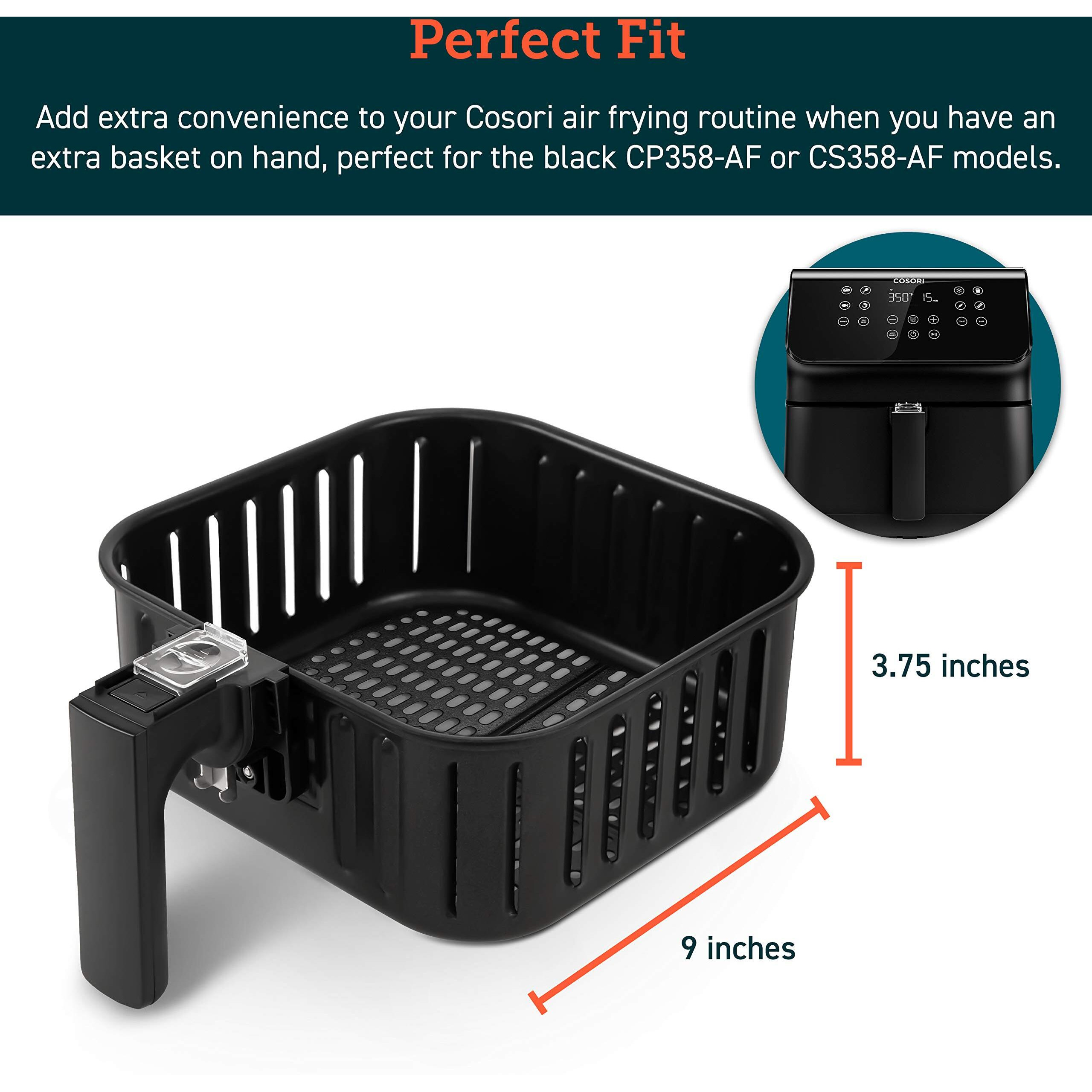 Cosori Air Fryer Accessories, Replacement 5.8Qt Original Basket For Cosori Cp358-Af, Cs358-Af Air Fryers, Non-Stick, Dishwasher-Safe, Caf-P582B