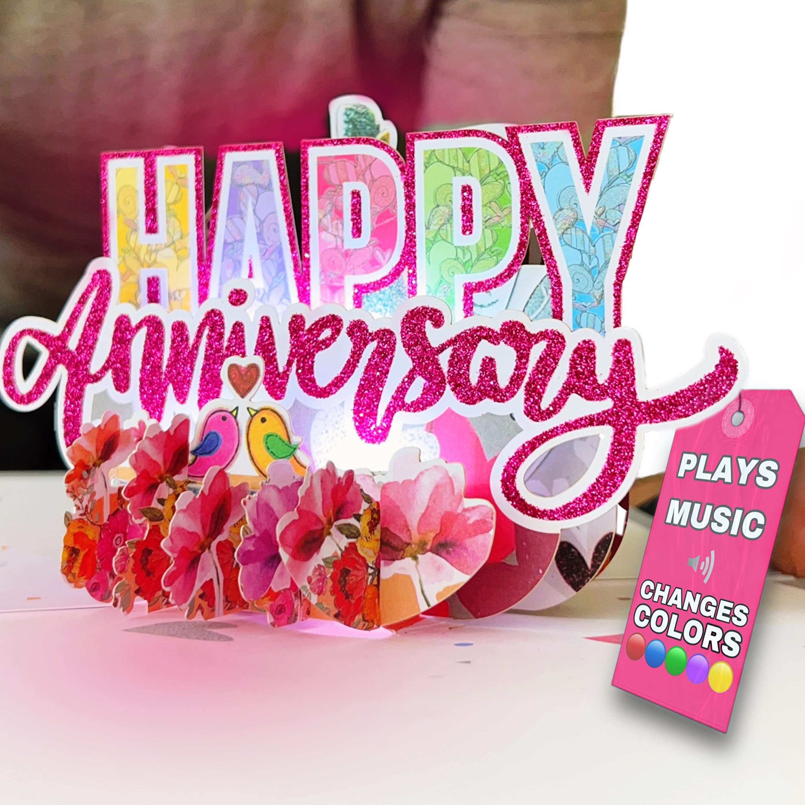 100 Greetings Lights  Music Happy Anniversary Card For Husband  Wife - Plays This Will Be - Pop Up Card -- Happy Anniversary Cards For Couple -Wedding Anniversary Card For Couple - 1 Card Only