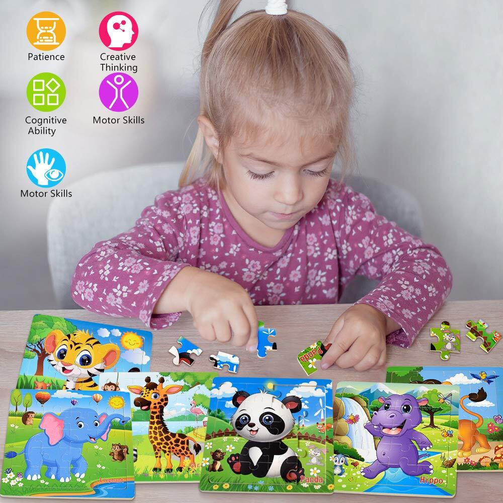 Puzzles For Kids Ages 3-5 Toddler Puzzles Set 20 Piece Wooden Jigsaw Puzzles For Toddler Children Learning Puzzles Set For Boys And Girls (6 Puzzles)