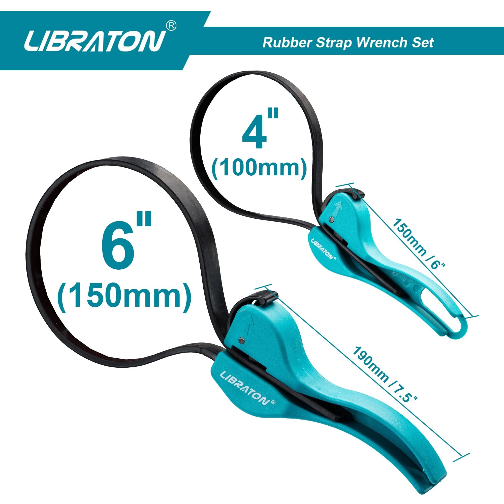 Libraton Strap Wrench Set,Universal Rubber Strap Wrench, 2-Piece Oil Filter Strap Wrench Set, Multifunctional Adjustable Wrench Tools Oil Filter, Shower Heads, Jar Opener