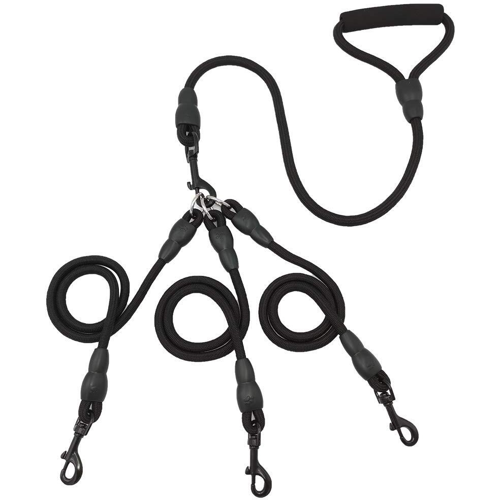 Heavy Duty 3 Dog Leash,3 Way Dog Leash No Tangle,Detachable 360
