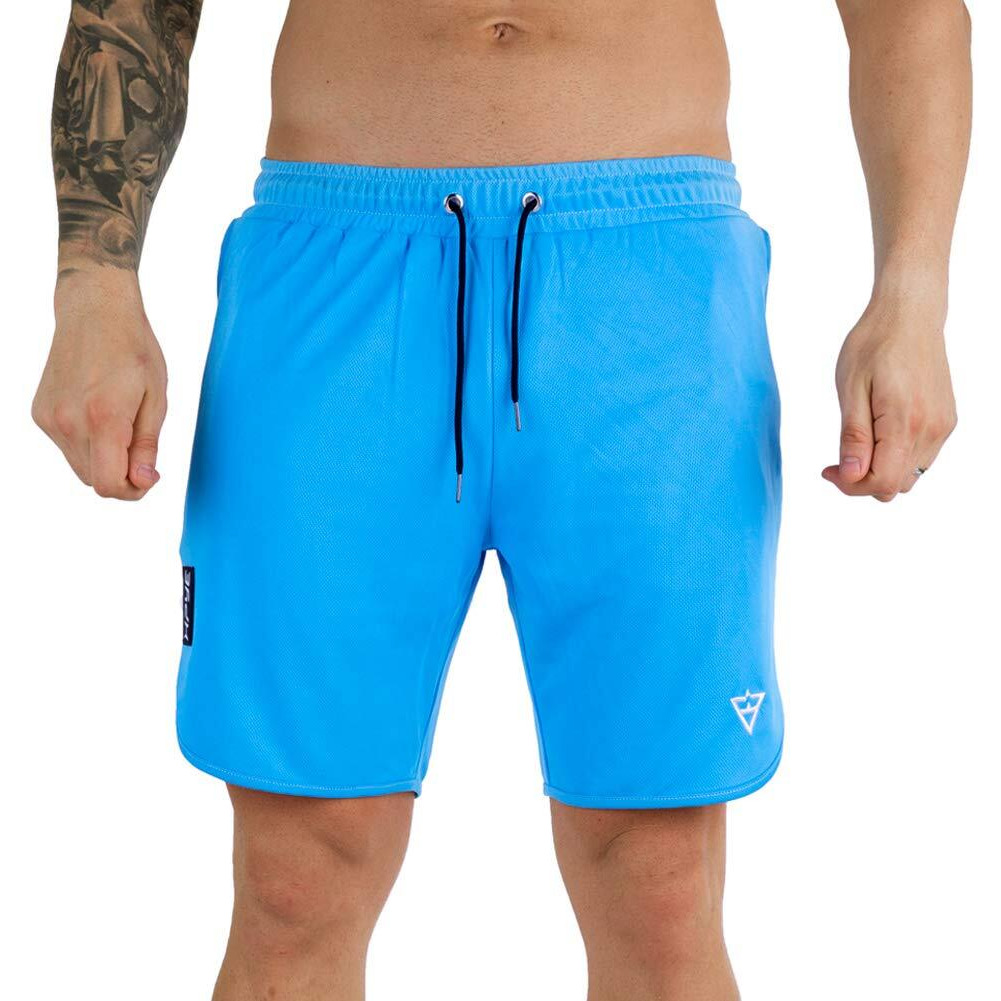 Wangdo Men 's Workout Shorts 7 "" Running Shorts Athletic Bike Shorts Gym Shorts For Men With Zipper Pocket(Blue-S)