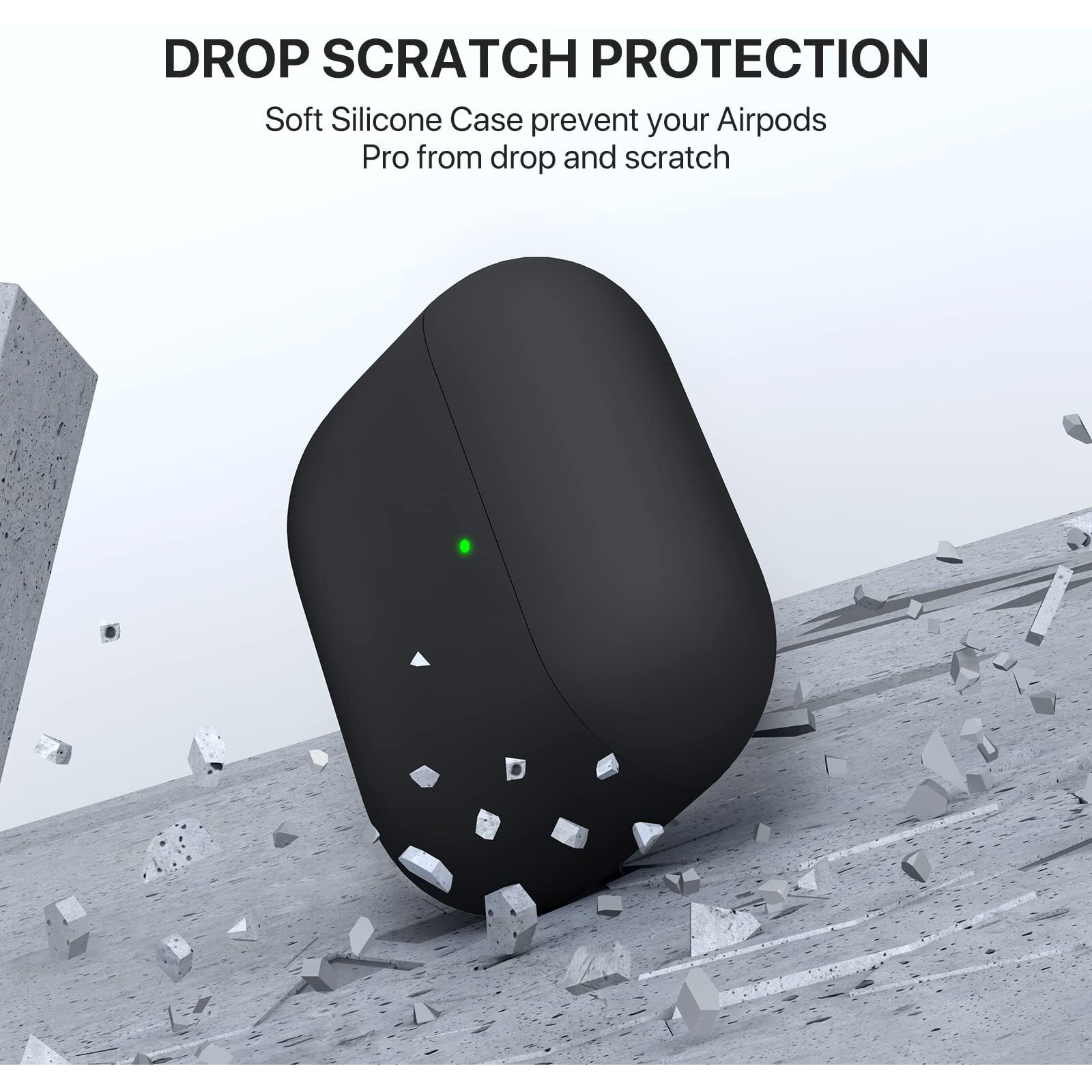 Miracase Designed For Airpods Pro Case (2019),[Three-Layer Upgraded Protection] Soft Skin Friendly Liquid Silicone Case Cover,Black