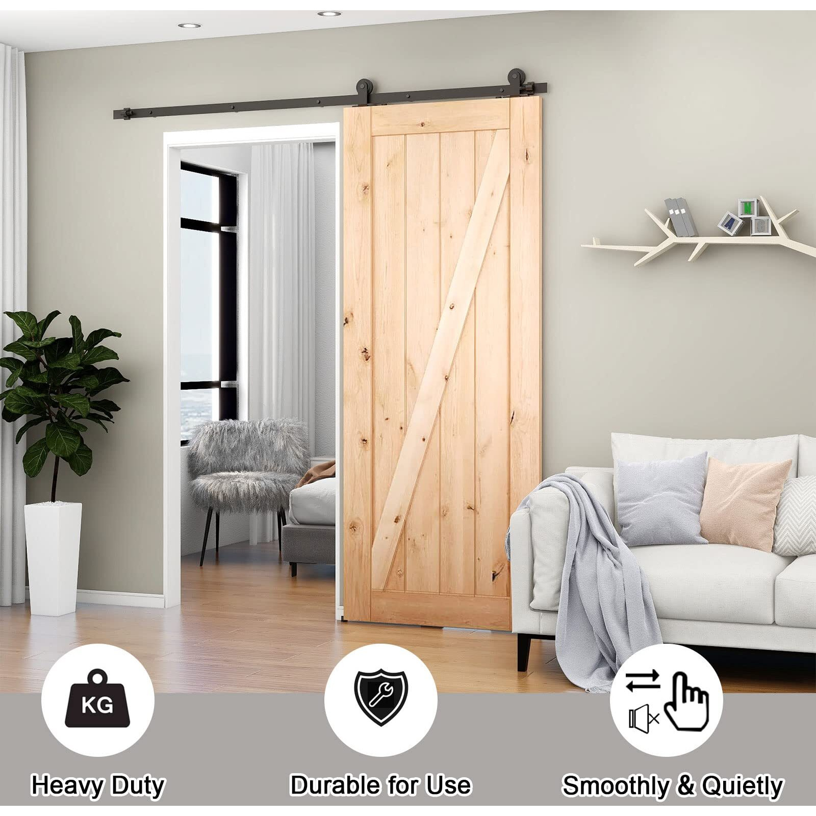 Ccjh 9Ft Sliding Barn Door Hardware Kit, Heavy Duty, Smoothly And Silently, Easy To Install, Fit 54 "" Width Single Door Panel, T-Shaped Style Black